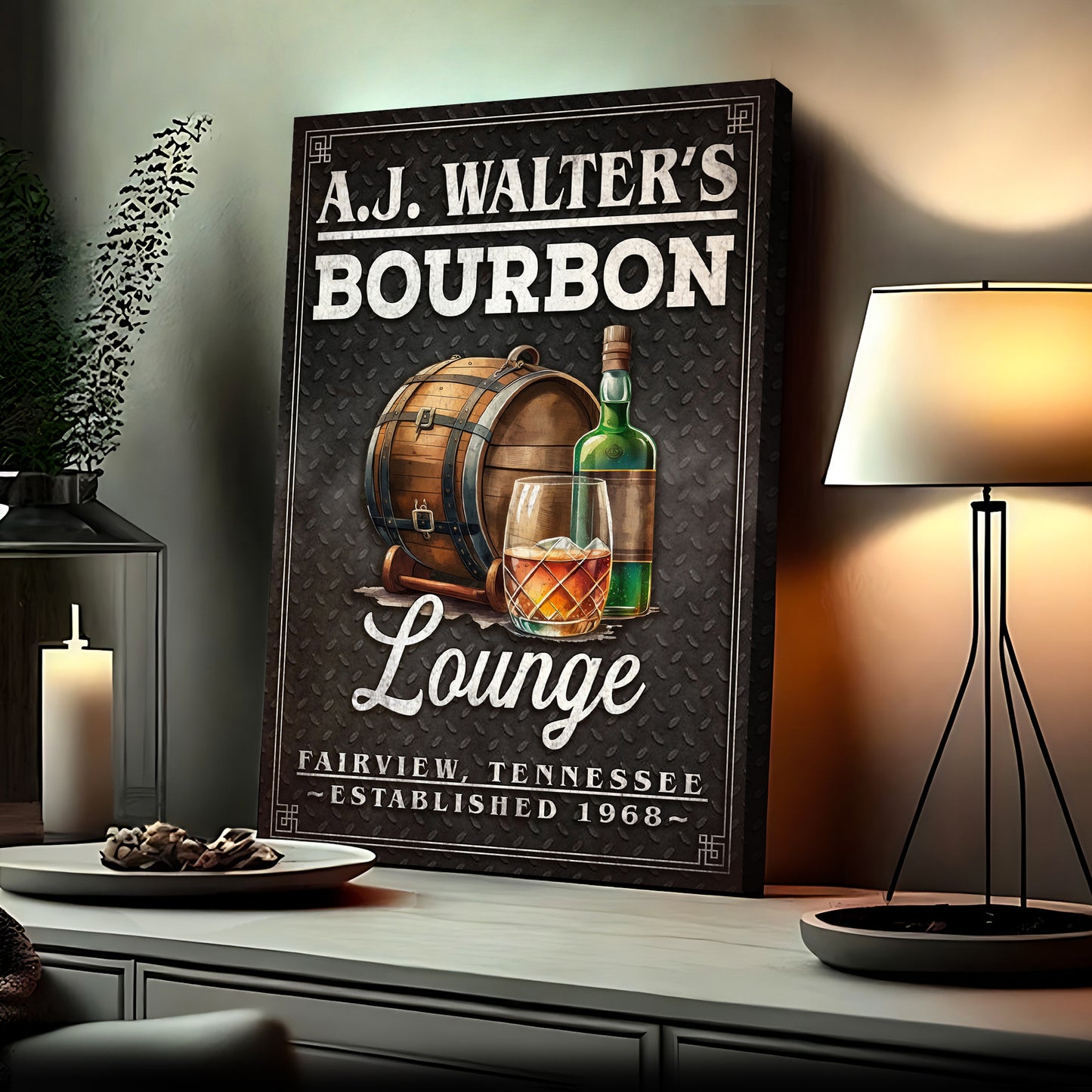 Bourbon Lounge Sign - Imaged by Tailored Canvases