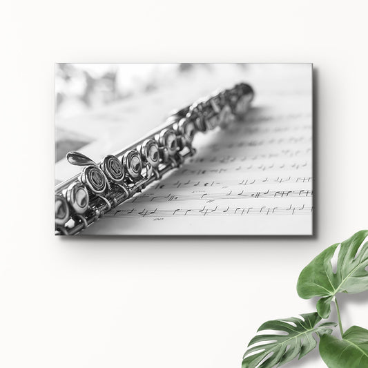 Flute Monochrome Canvas Wall Art Style 2 - Image by Tailored Canvases