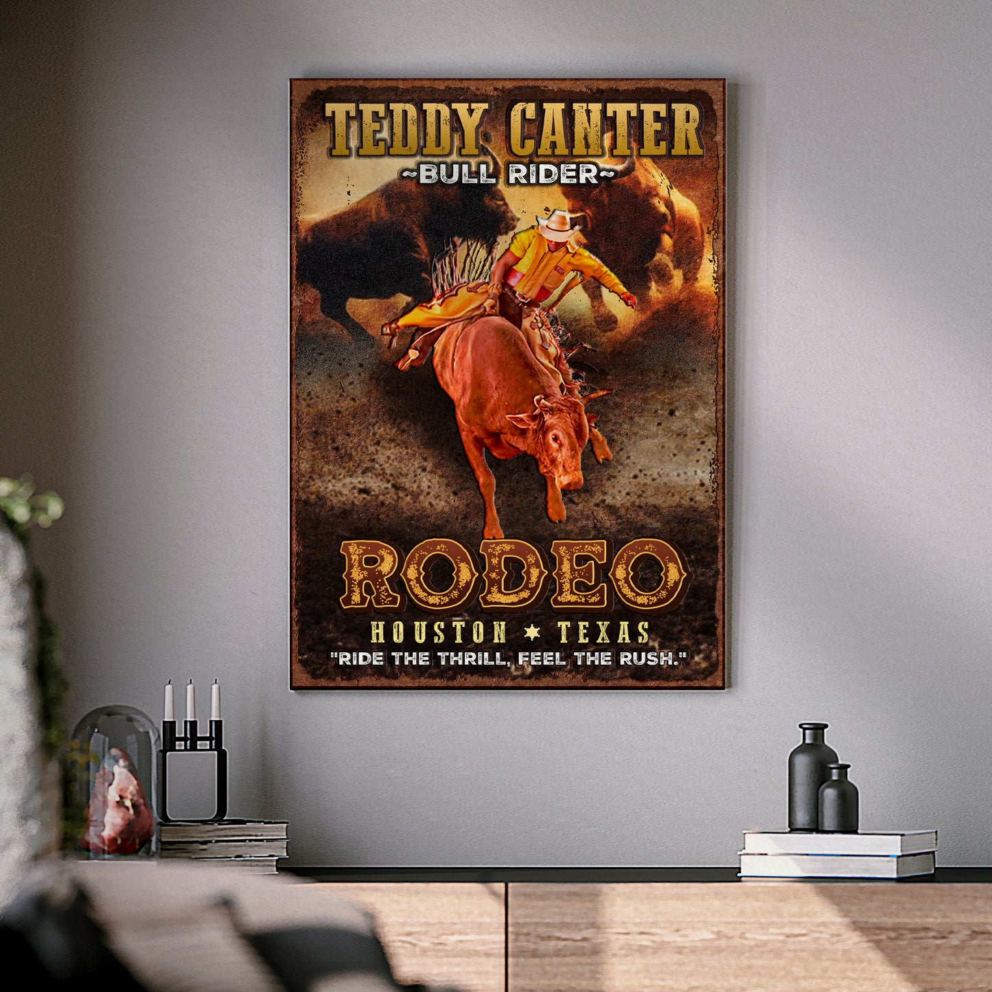 Cowboy Rodeo Bull Rider Sign - Image by Tailored Canvases