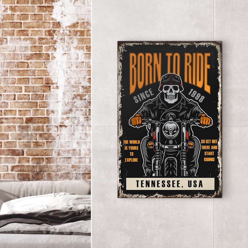 Born To Ride Motorcycle Sign - Image by Tailored Canvases