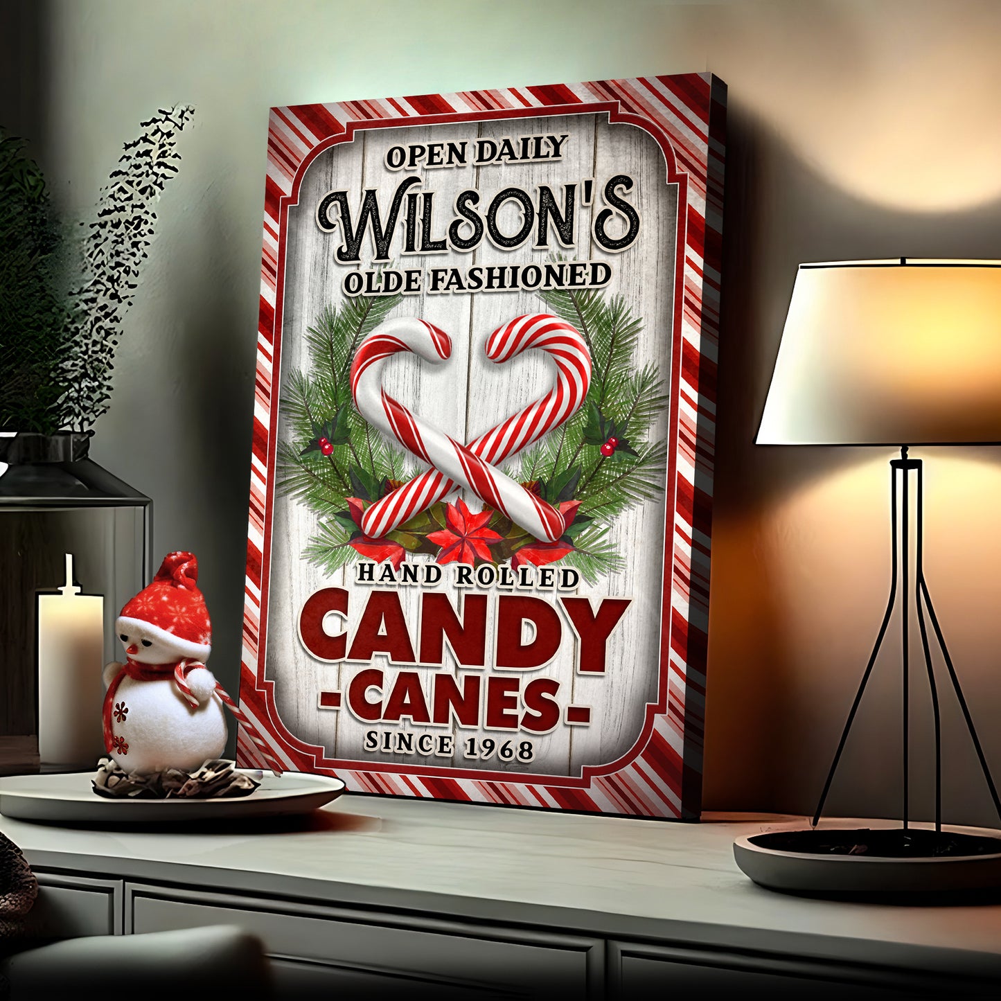 Olde Fashioned Hand Rolled Candy Canes Sign  - Image by Tailored Canvases