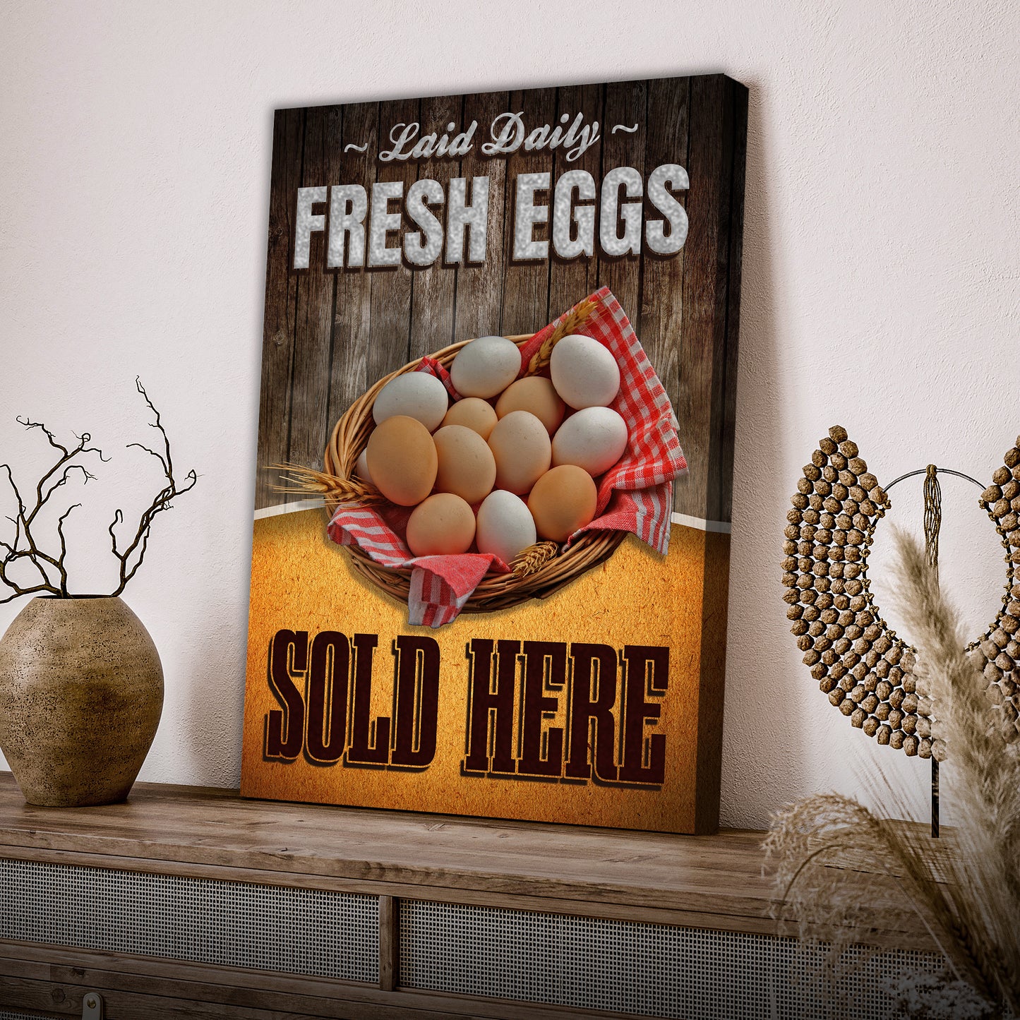 Sold Here Laid Daily Farm Fresh Eggs Sign  - Image by Tailored Canvases