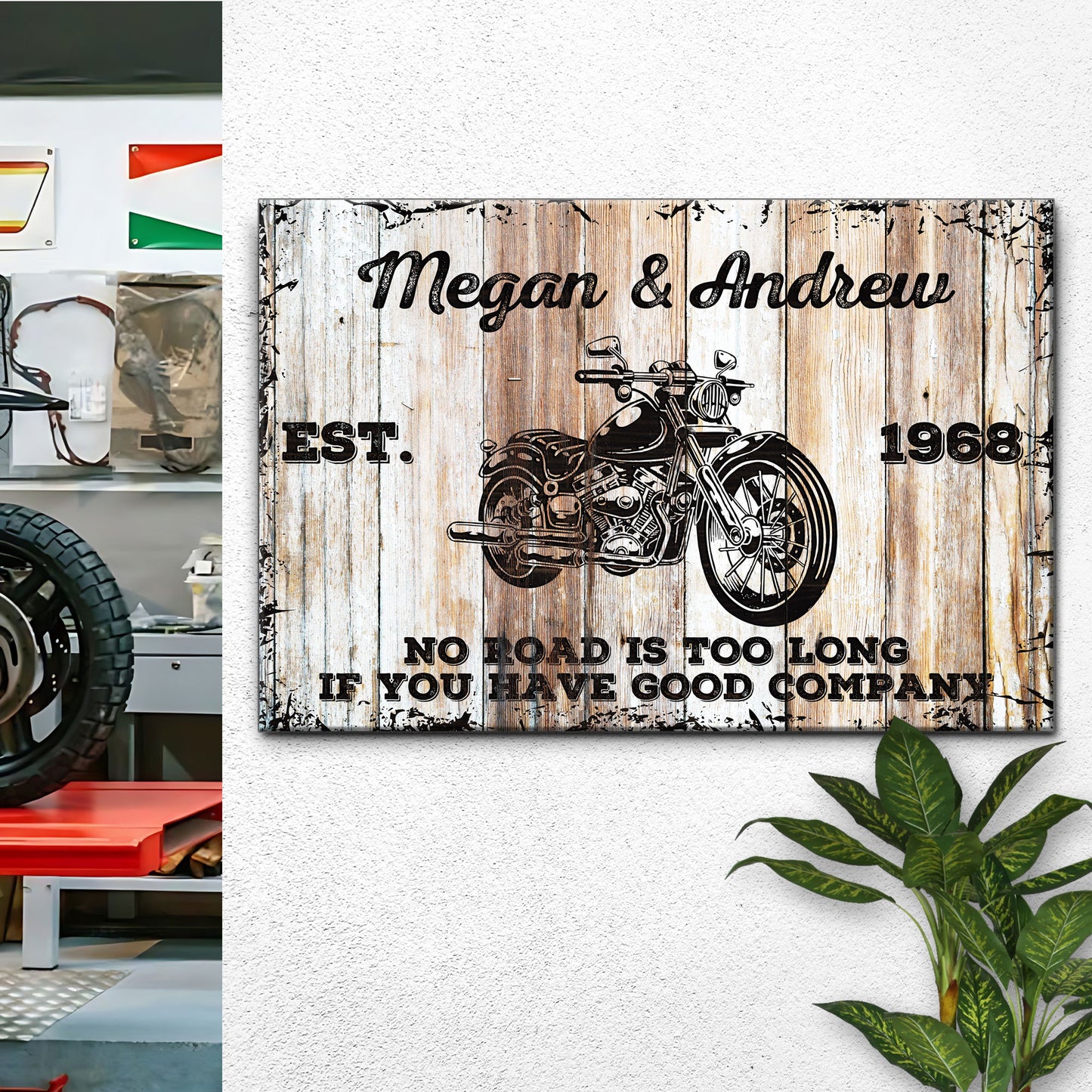 Motorcycle Wood Sign Style 2 - Image by Tailored Canvases