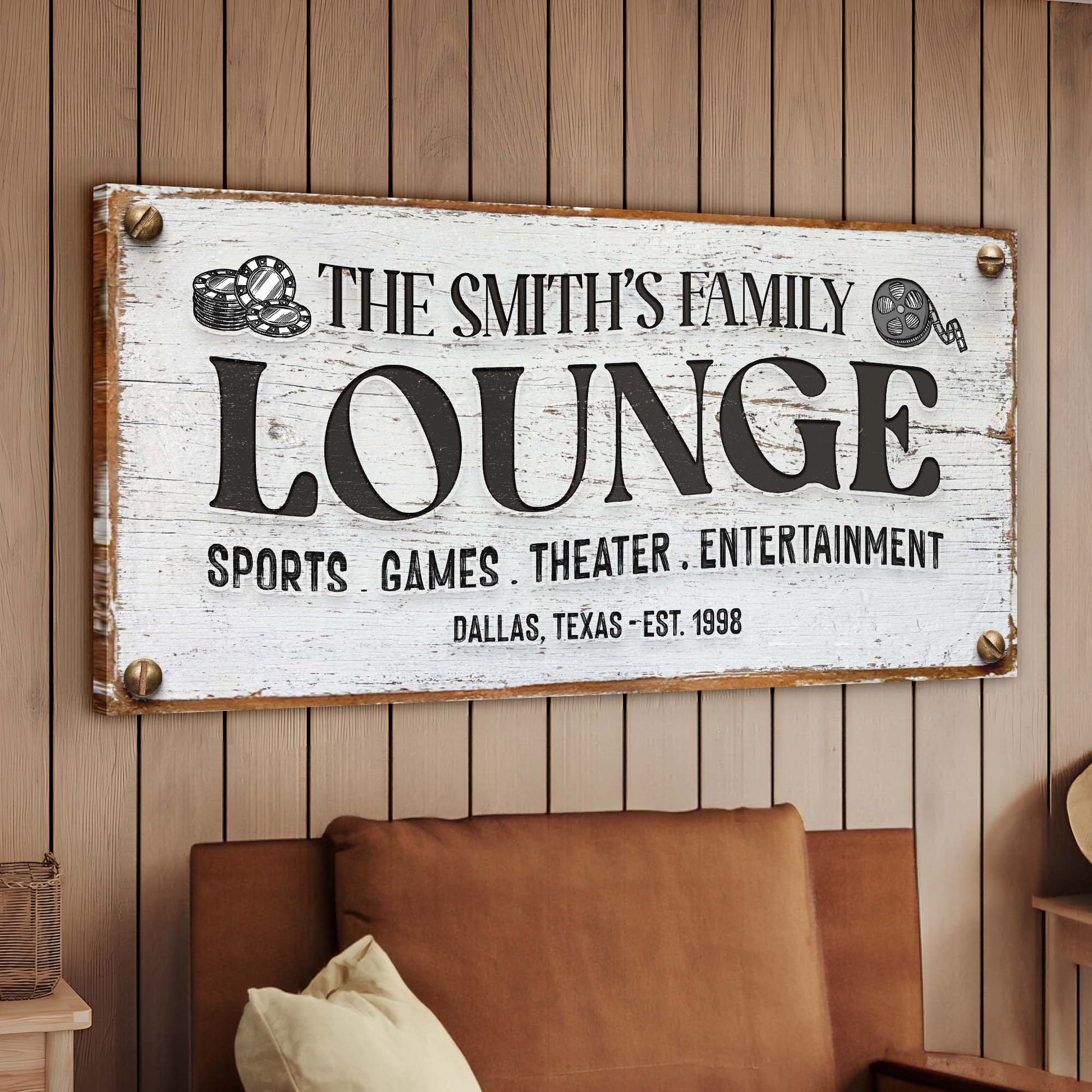 Family Entertainment Lounge Sign  - Image by Tailored Canvases