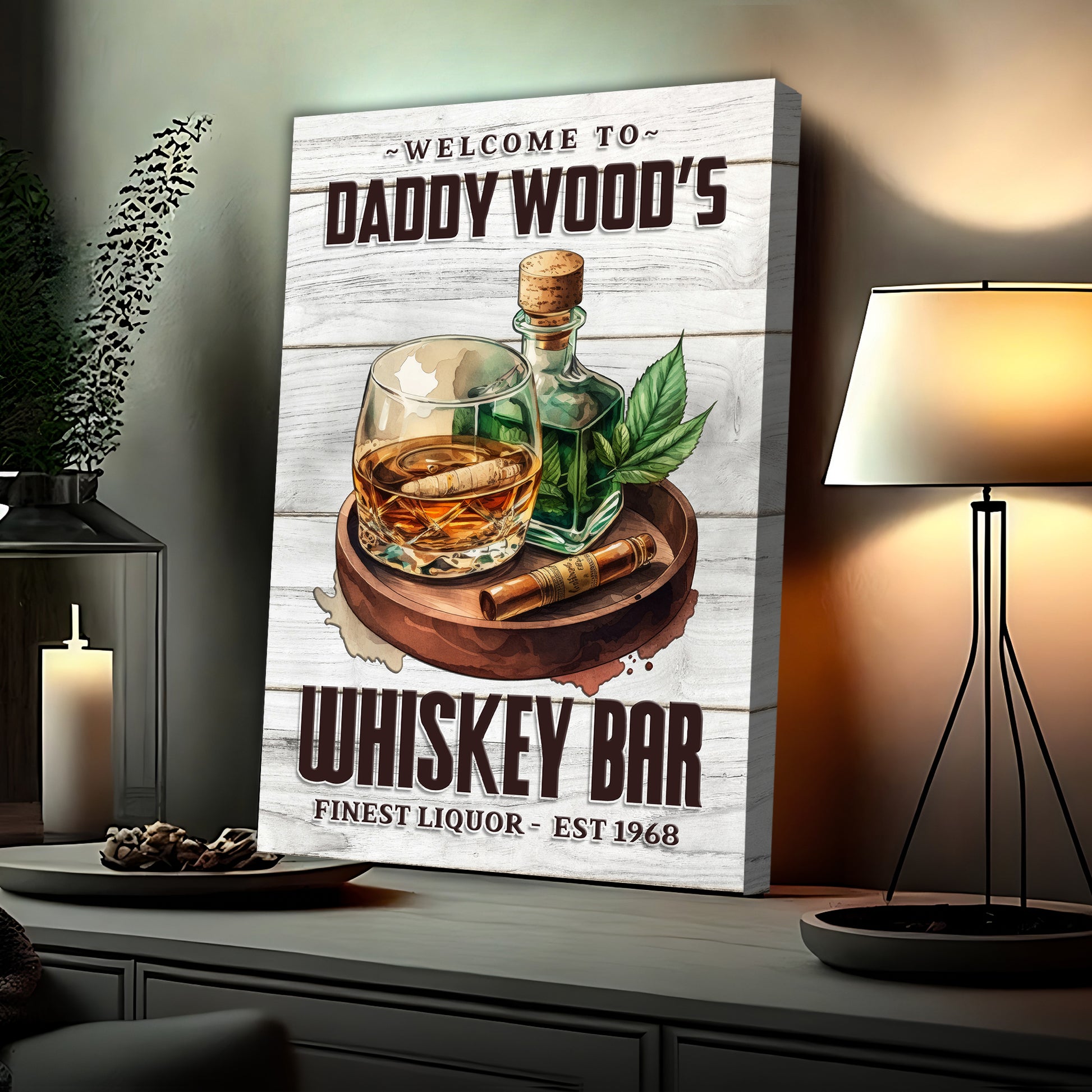 Welcome To Finest Liquor Whiskey Bar Sign  - Image by Tailored Canvases