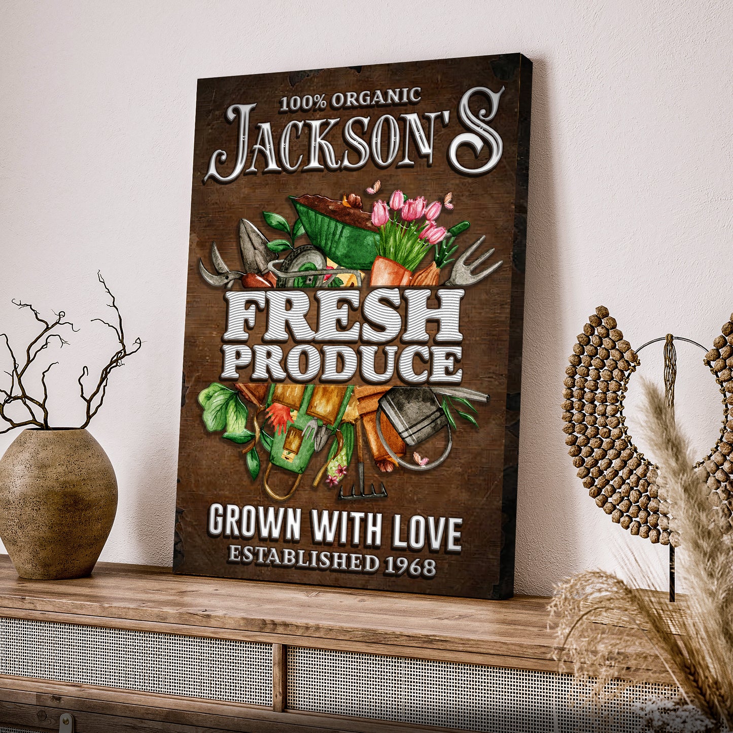 Grown With Love Fresh Produce Sign  - Image by Tailored Canvases