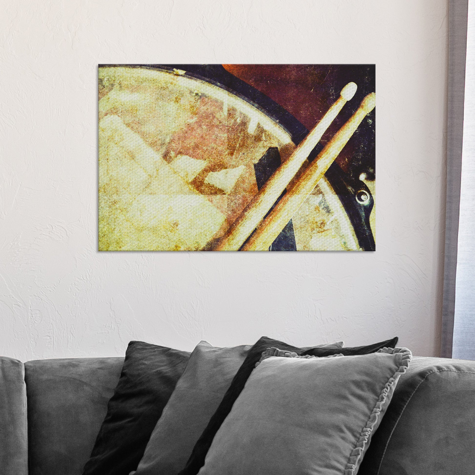 Drums Grunge Canvas Wall Art Style 1 - Image by Tailored Canvases