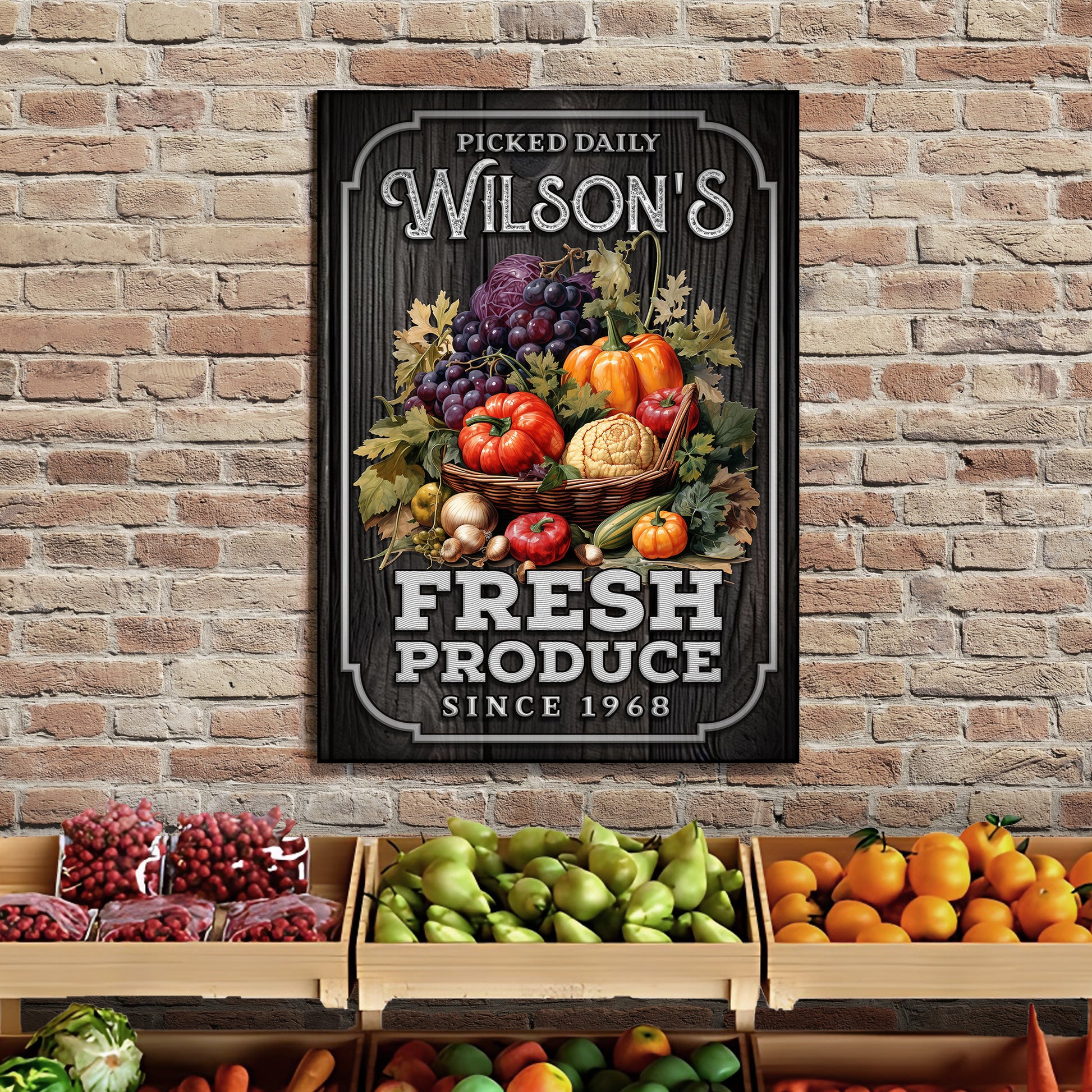 Picked Daily Fresh Produce Sign Style 1 - Image by Tailored Canvases