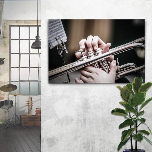 Trombone Playing Canvas Wall Art Style 2 - Image by Tailored Canvases