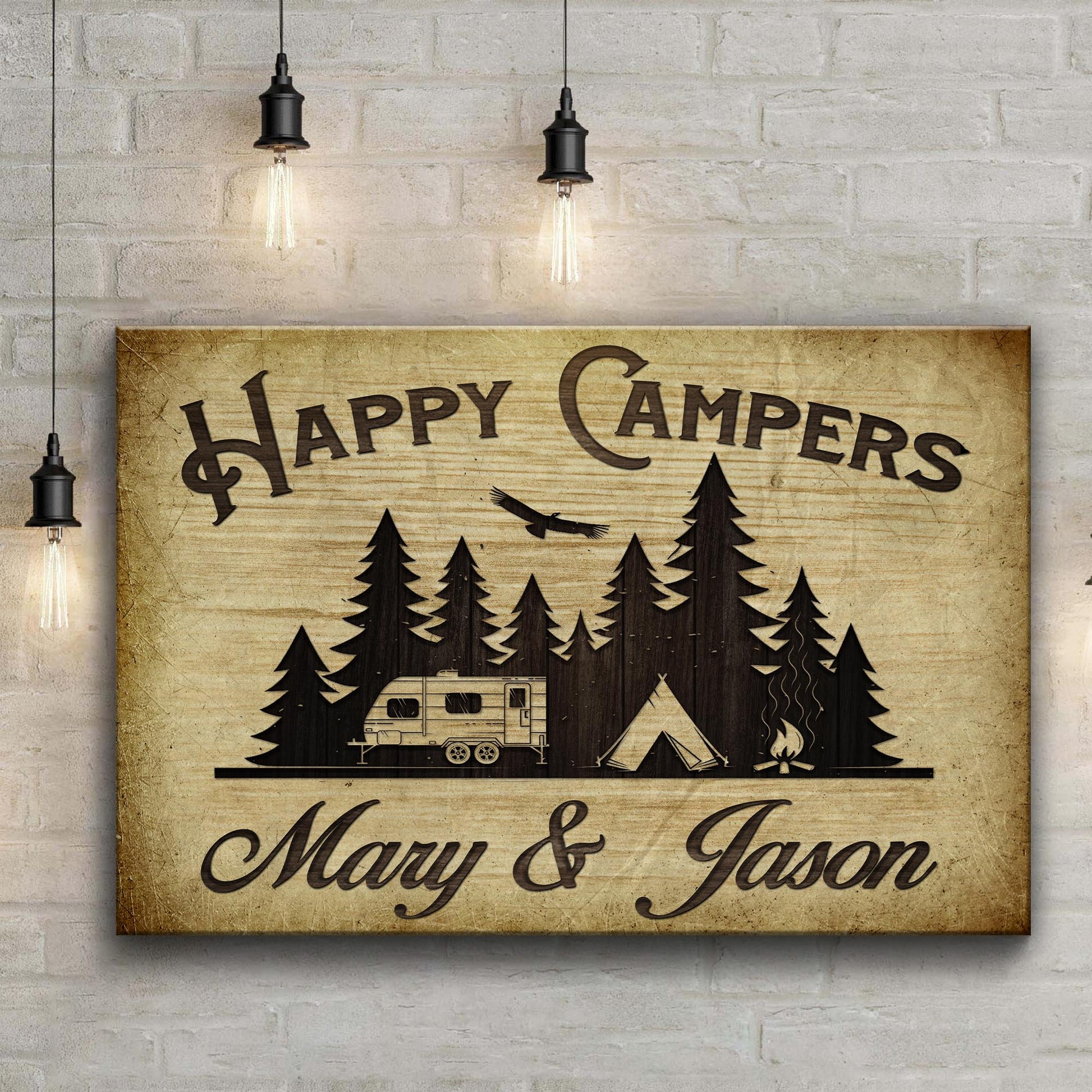 Happy Campers Trailer Sign Style 1 - Image by Tailored Canvases