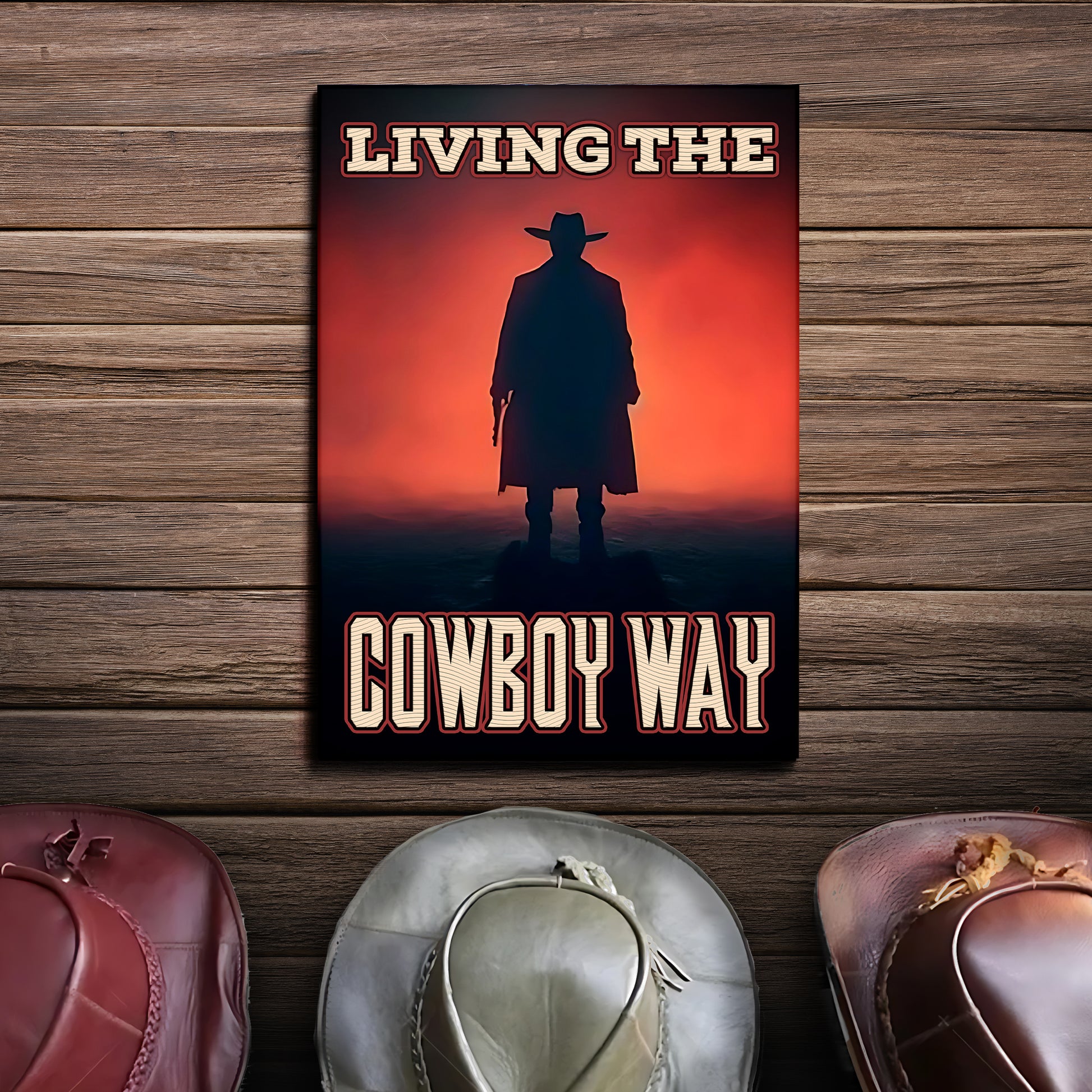 Living The Cowboy Way Sign Style 1 - Image by Tailored Canvases