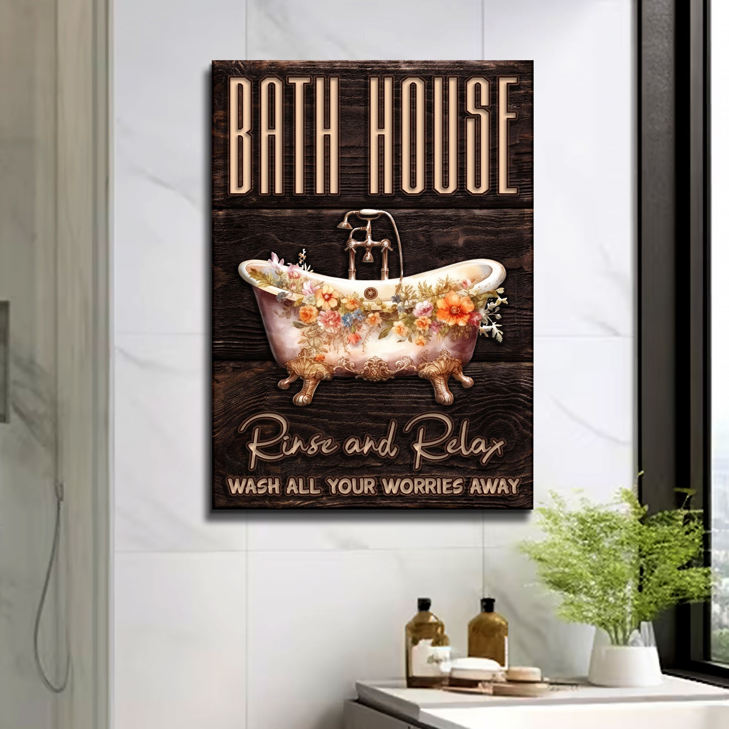 Rinse And Relax Bath House Sign Style 1 - Image by Tailored Canvases