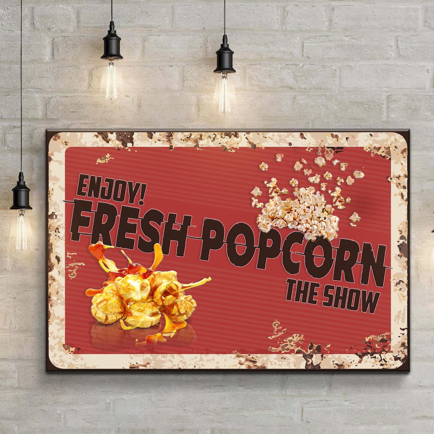 Fresh Popcorn Enjoy The Show Sign Style 1 - Imaged by Tailored Canvases