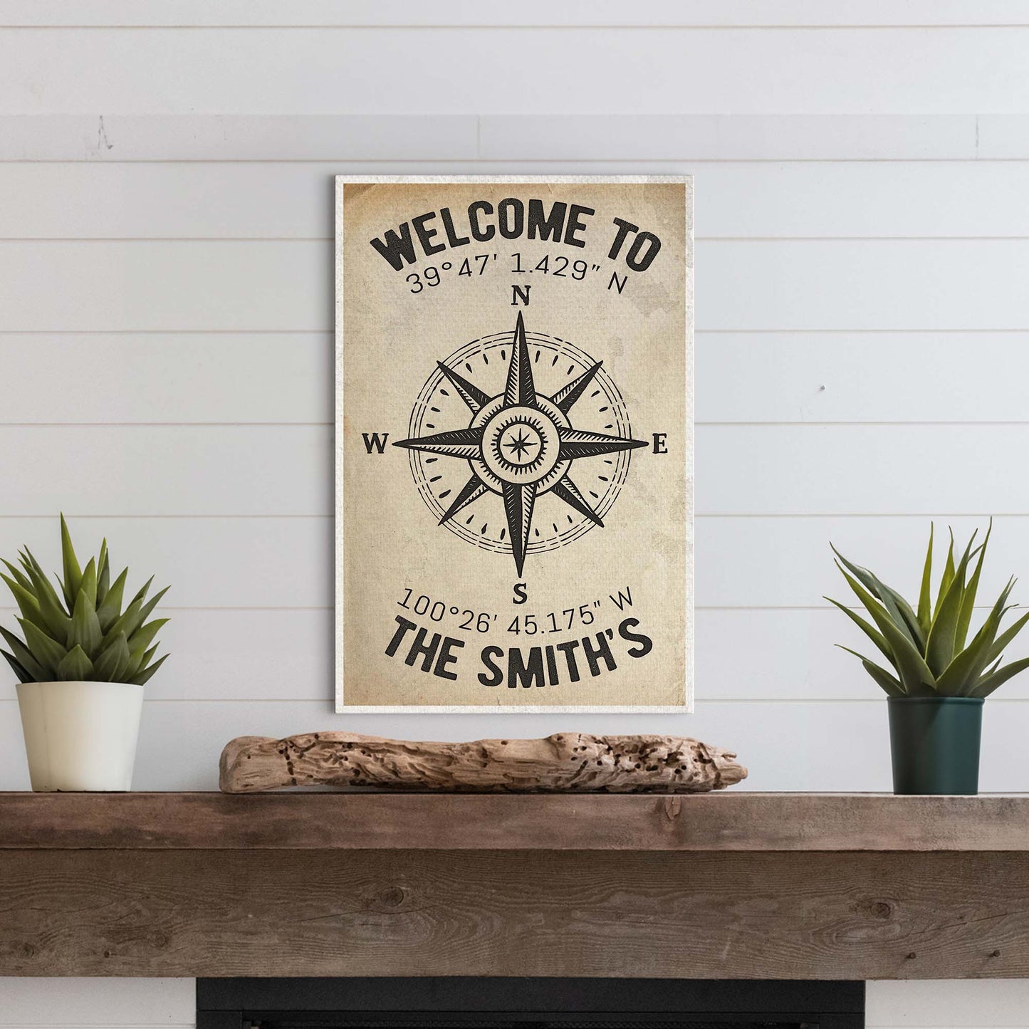 Welcome To Family Home Coordinates Sign Style 1 - Image by Tailored Canvases