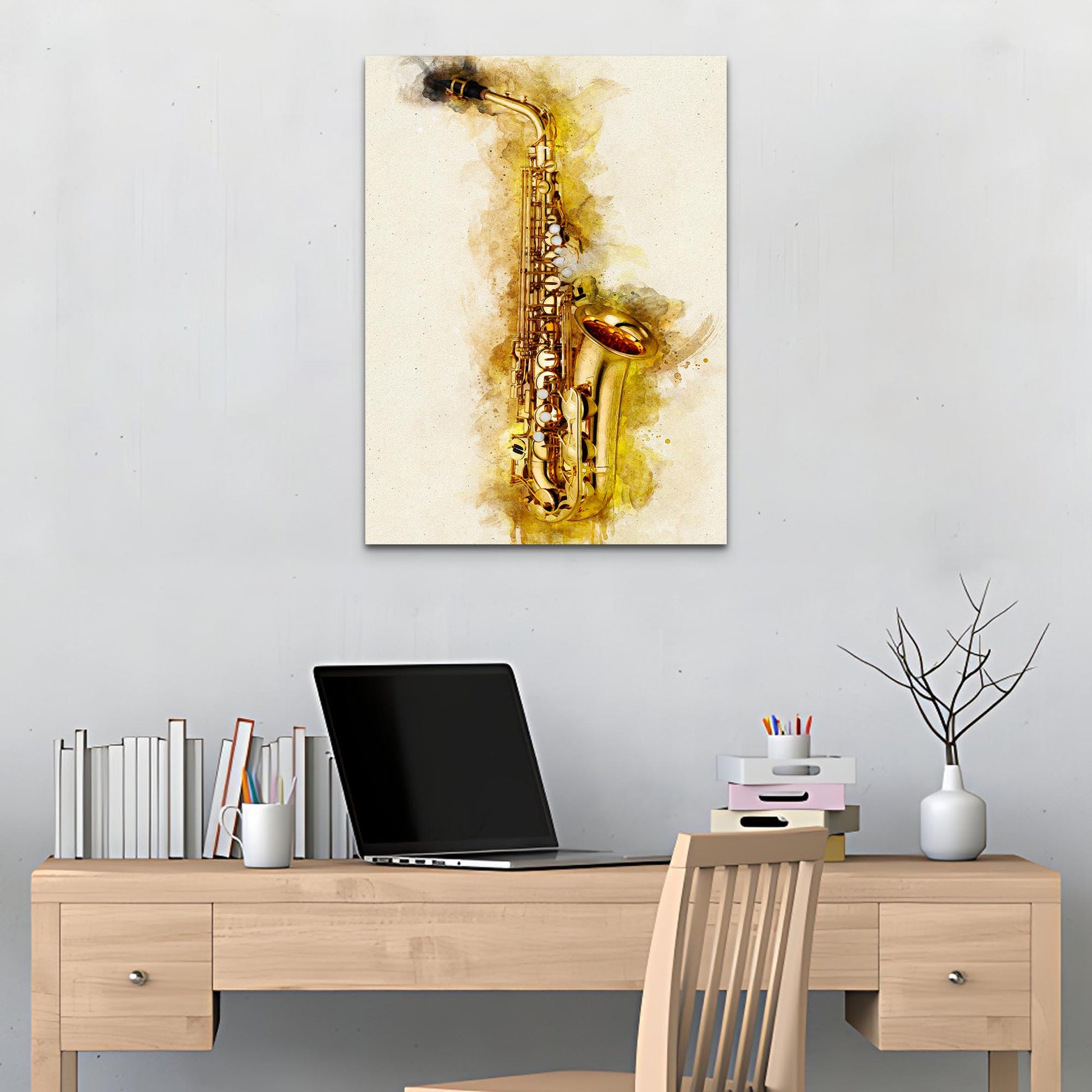 Clarinet Watercolor Canvas Wall Art Style 1 - Image by Tailored Canvases