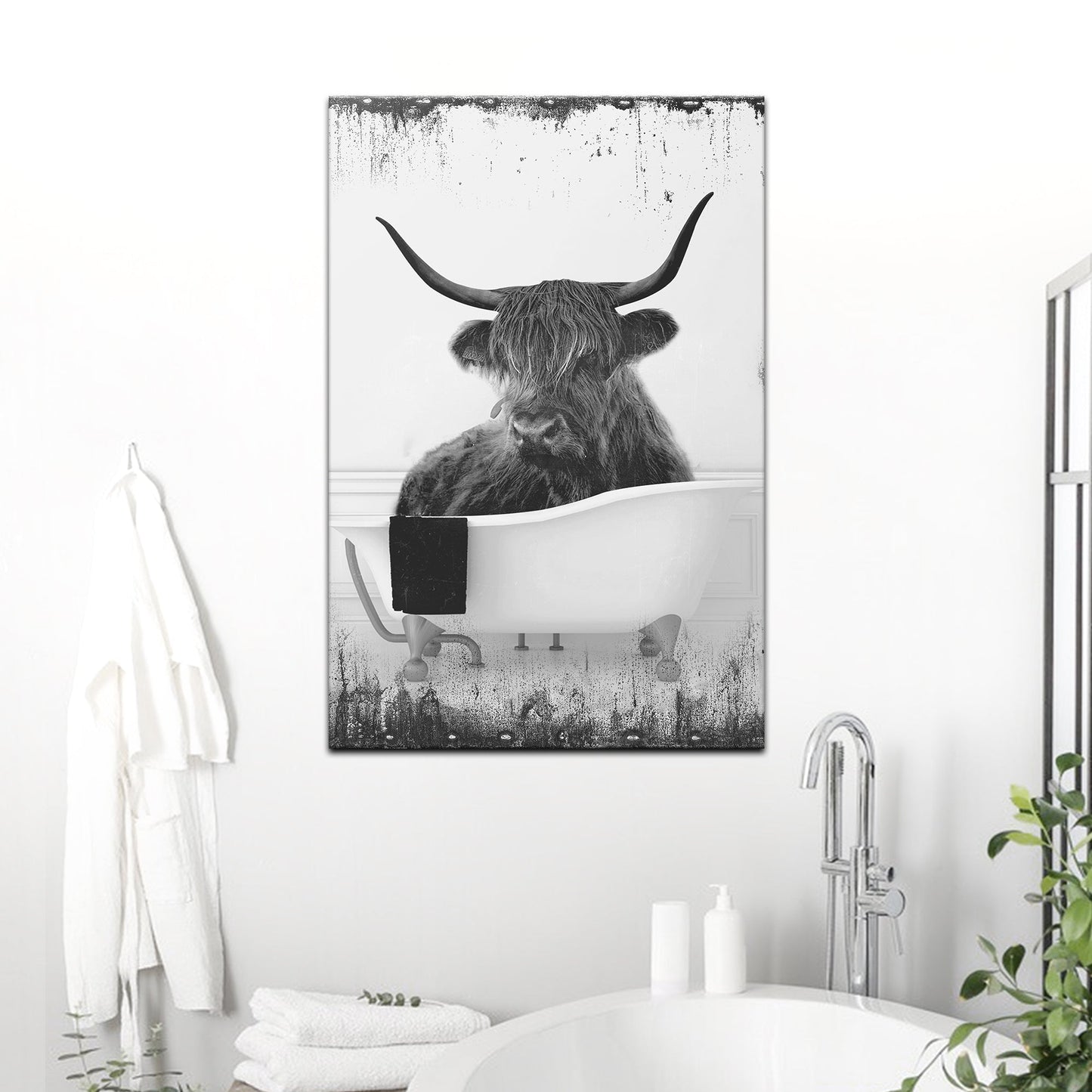 Highland Cattle Bath Canvas Wall Art II Style 1 - Image by Tailored Canvases