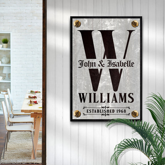Family Name Portrait Sign III Style 2 - Image by Tailored Canvases