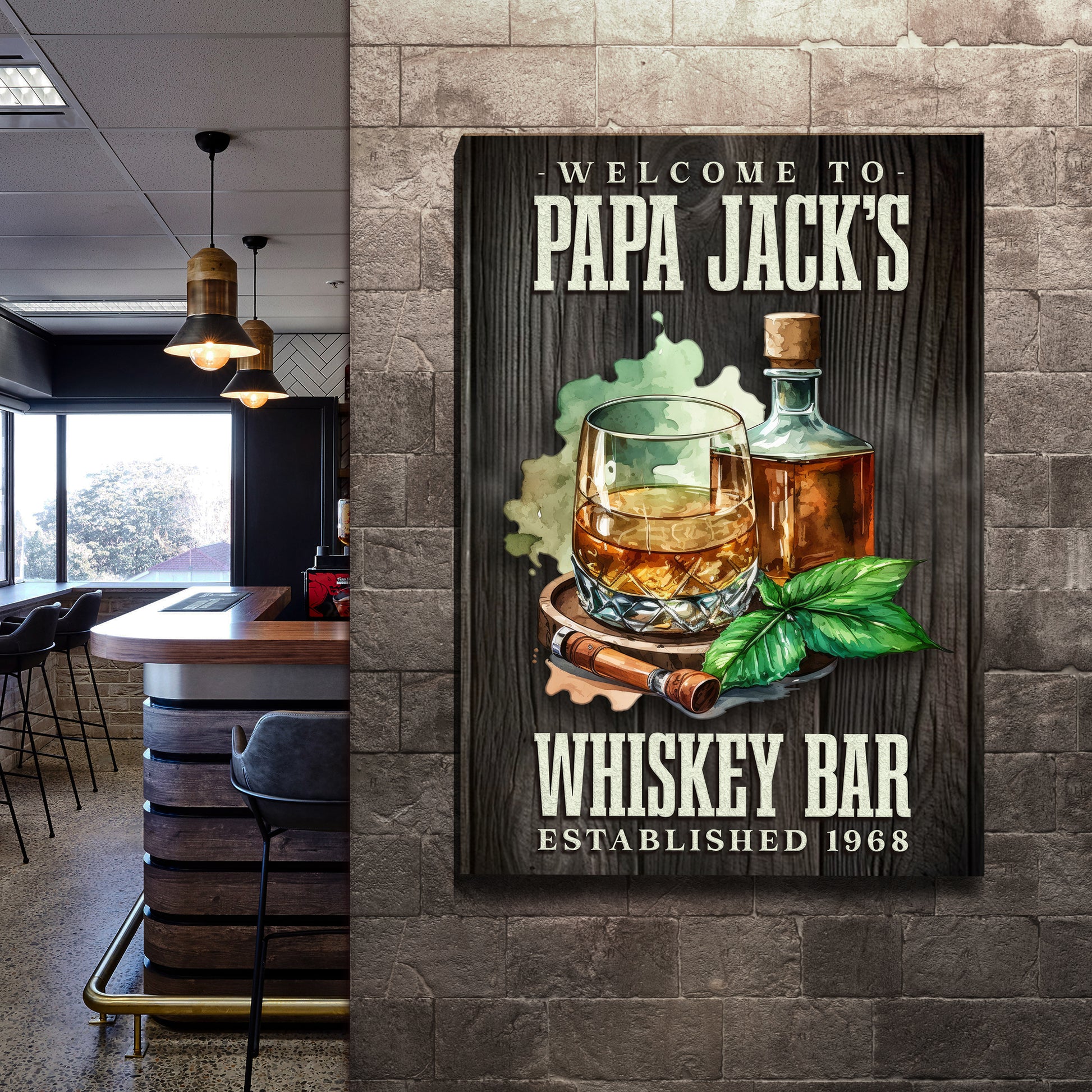 Welcome To Whiskey Bar Sign Style 2- Image by Tailored Canvases
