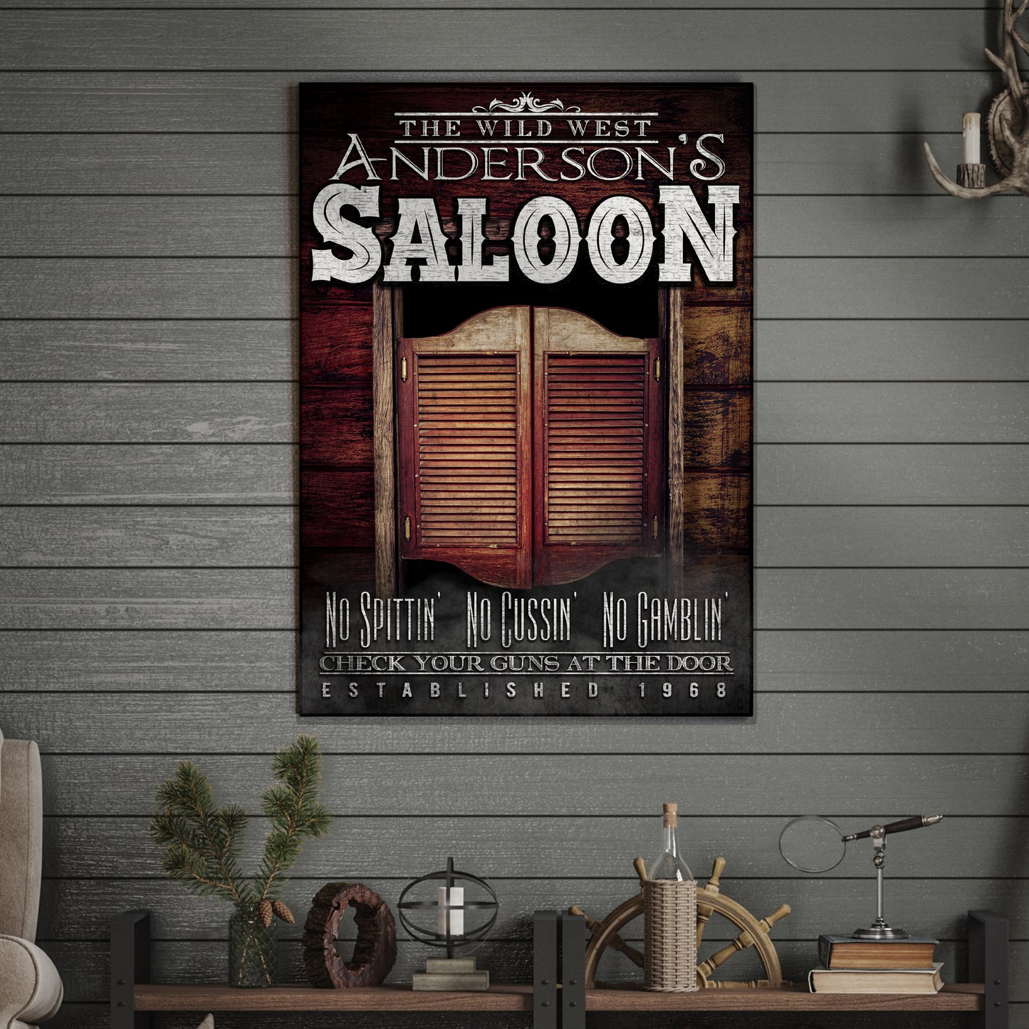 Cowboy Saloon Sign Style 1 - Image by Tailored Canvases