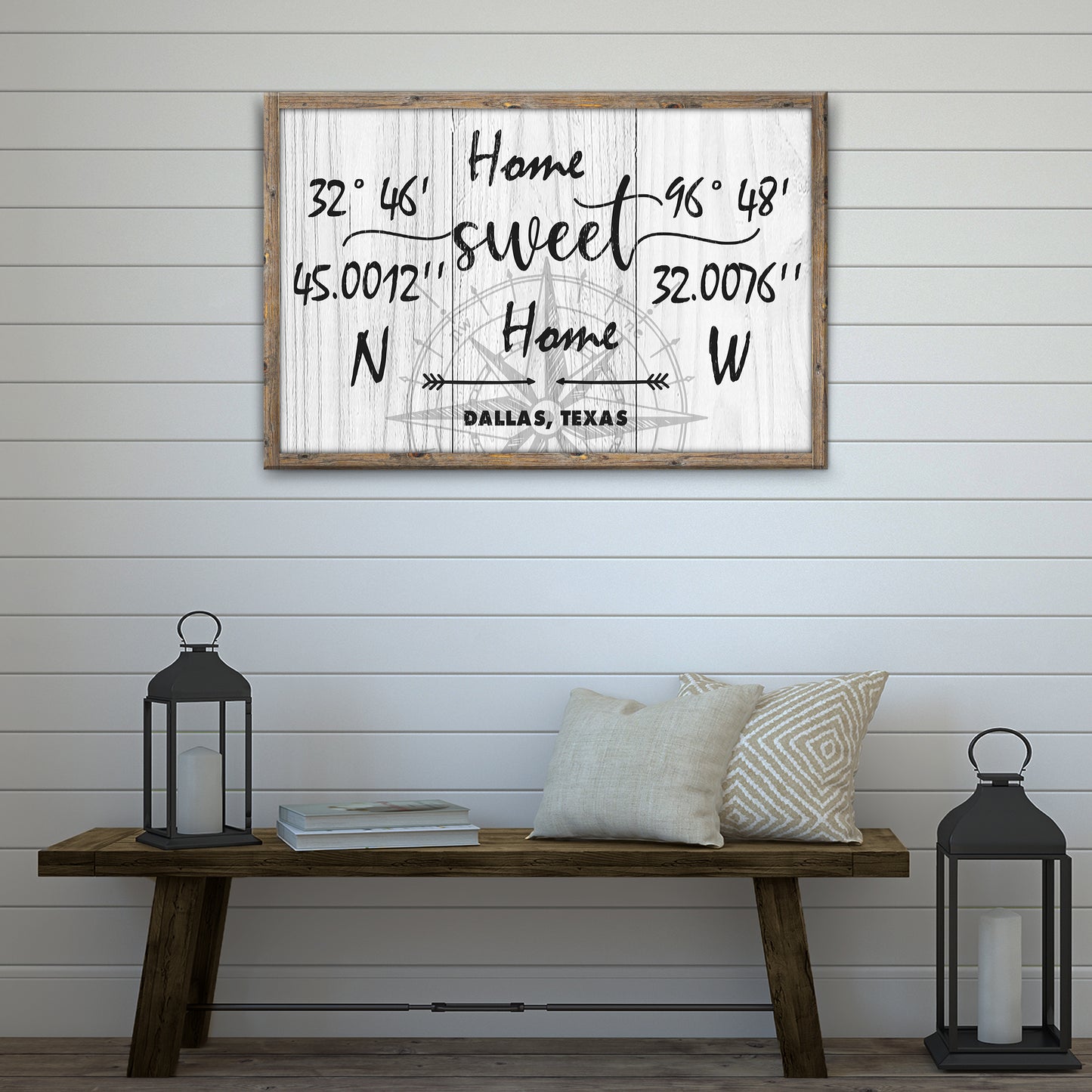 Home Compass Coordinates Sign Style 1 - Image by Tailored Canvases