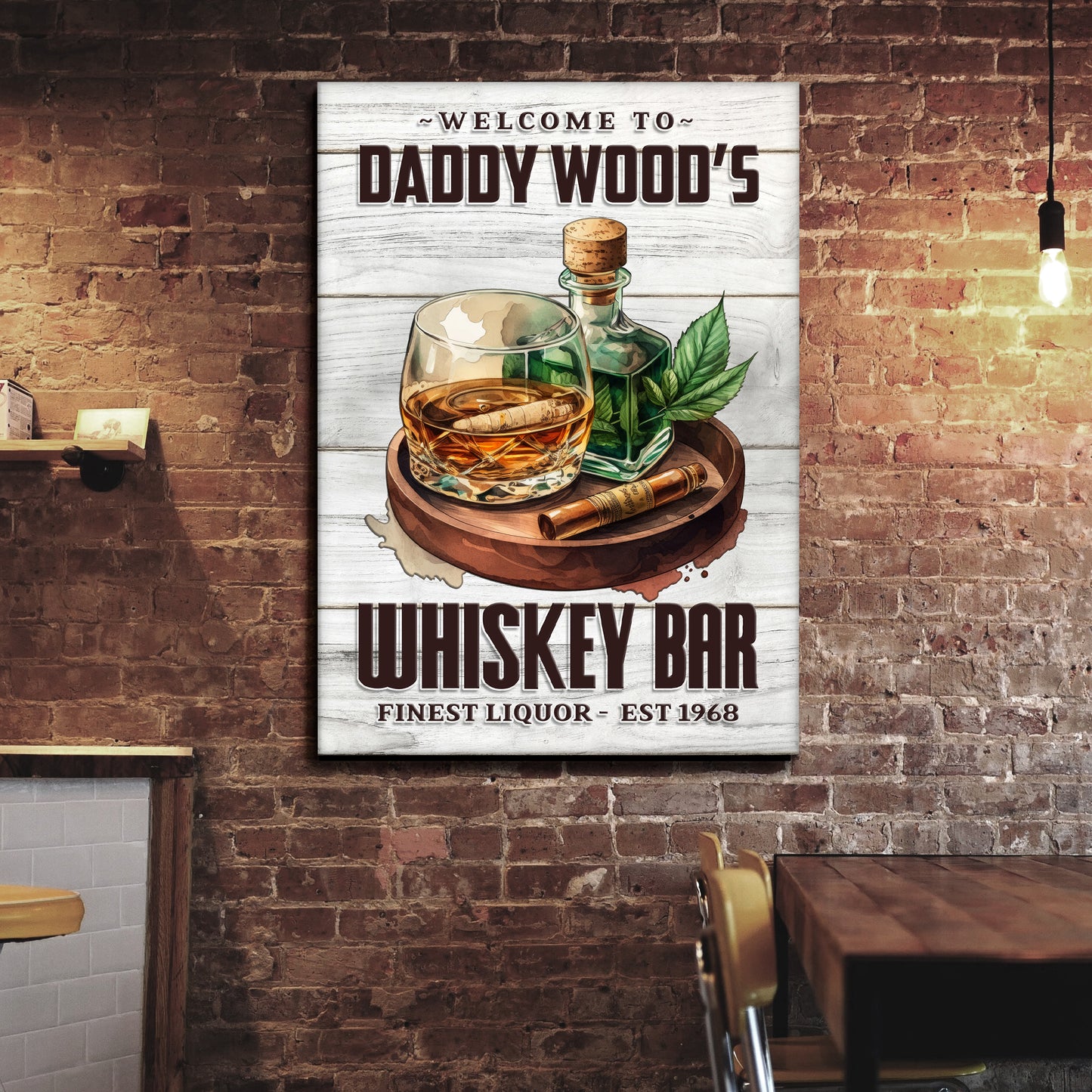 Welcome To Finest Liquor Whiskey Bar Sign Style 2 - Image by Tailored Canvases