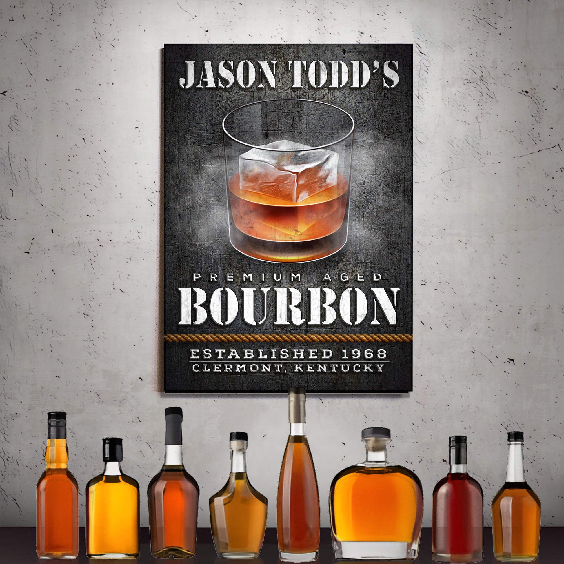 Premium Aged Bourbon Sign Style 1 - Imaged by Tailored Canvases