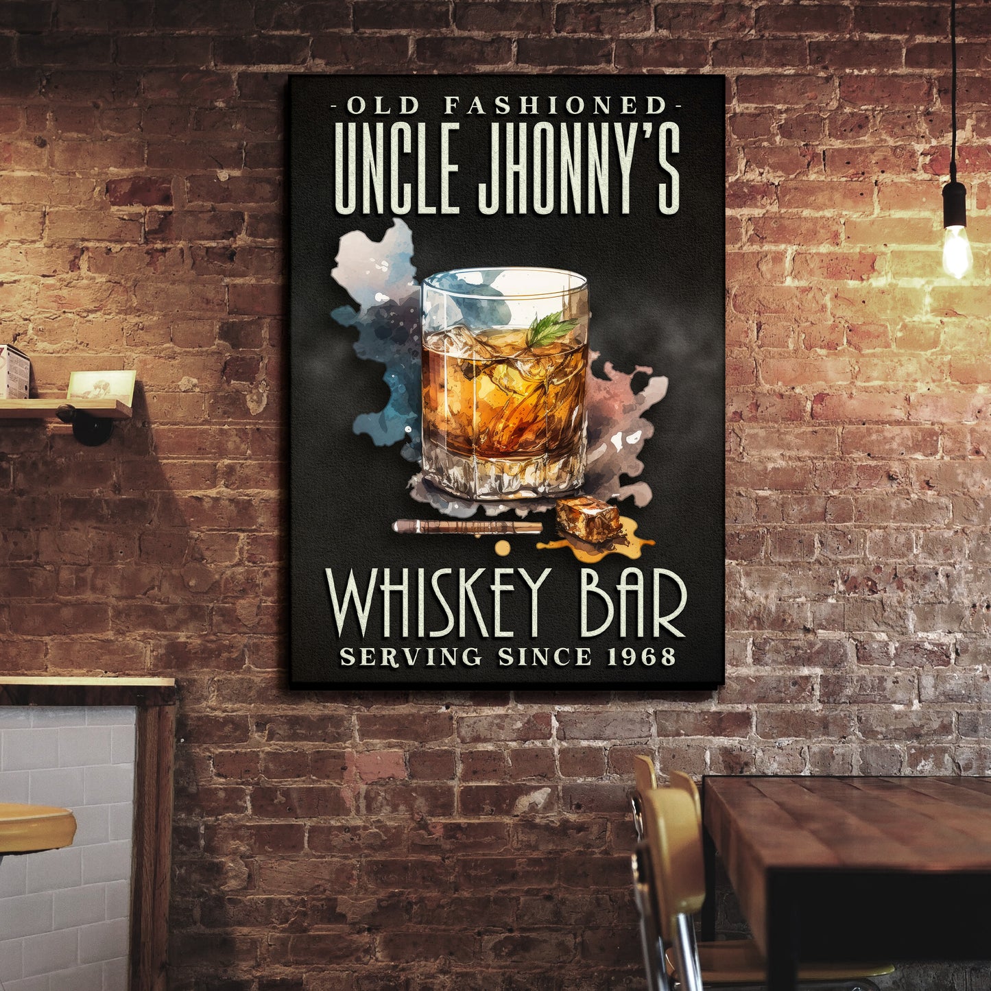 Old Fashioned Whiskey Bar Sign Style 1 - Image by Tailored Canvases