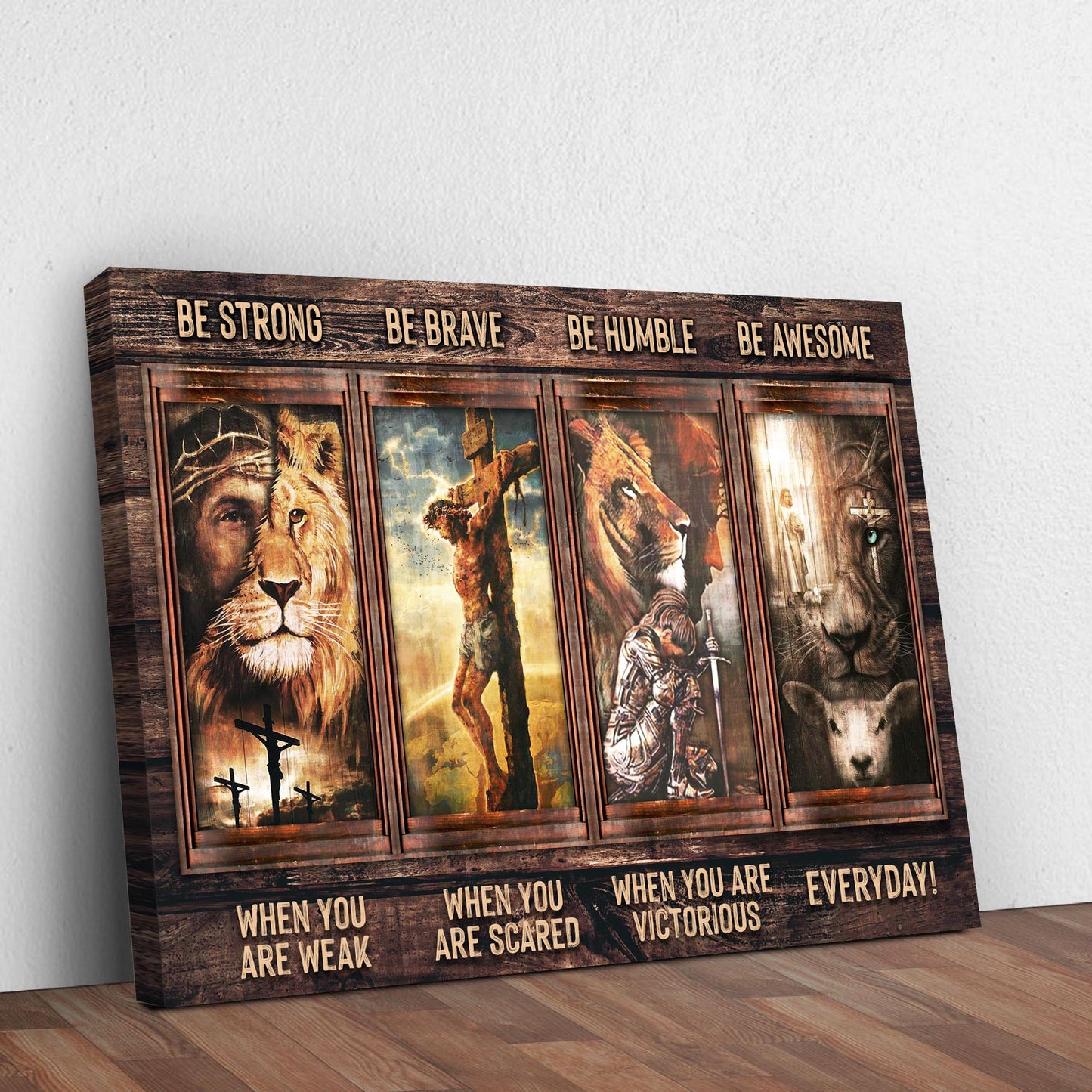 Be Strong, Be Brave, Be Humble, Be Awesome Canvas - Dynamic Christian Wall Art, Jesus Decor