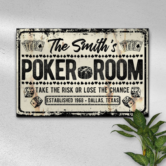 Take The Risk Poker Room Sign Style 2 - Image by Tailored Canvases