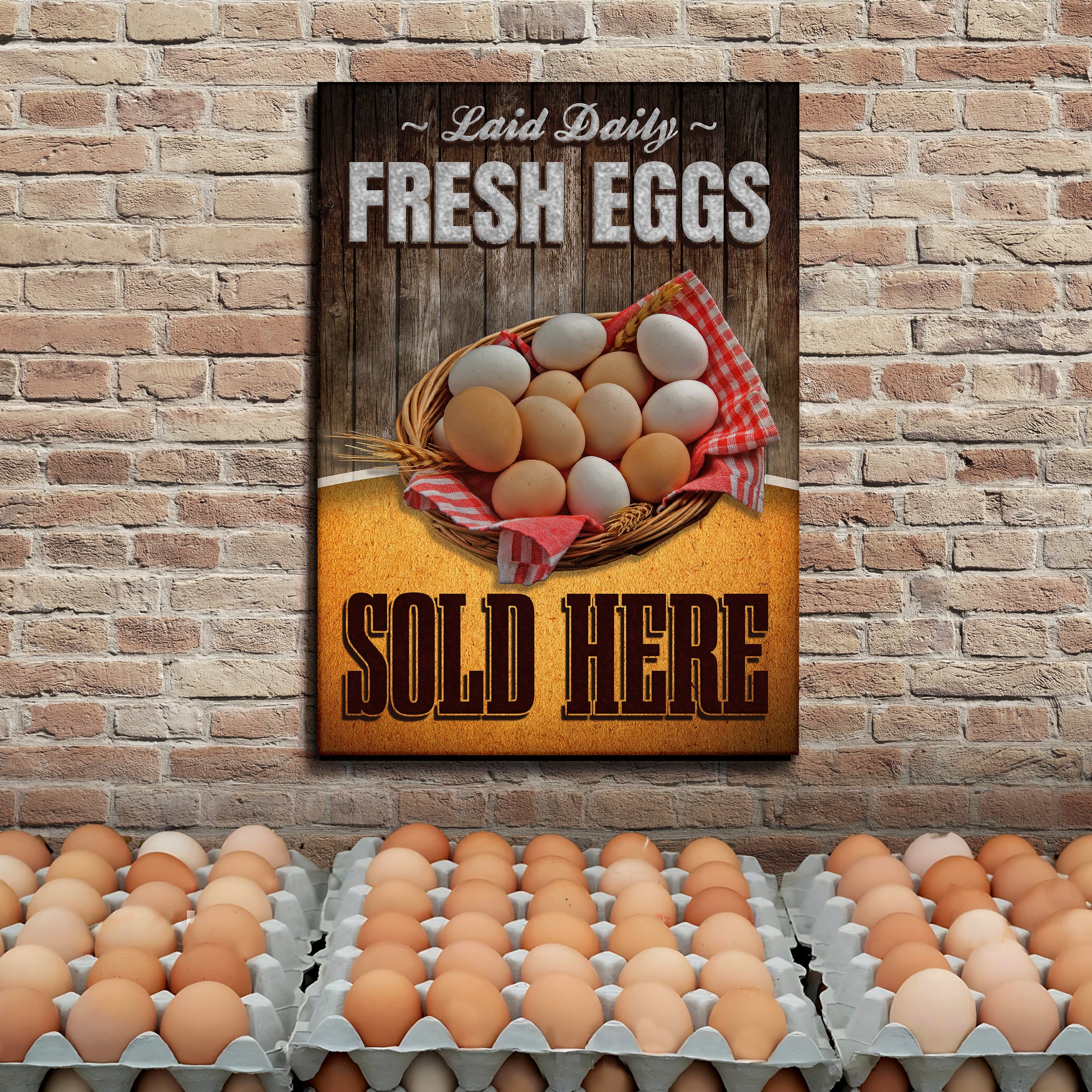 Sold Here Laid Daily Farm Fresh Eggs Sign Style 1 - Image by Tailored Canvases