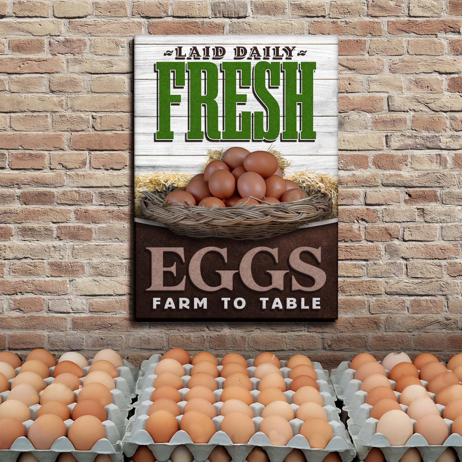 Farm To Table Farm Fresh Eggs Sign Style 2 - Image by Tailored Canvases