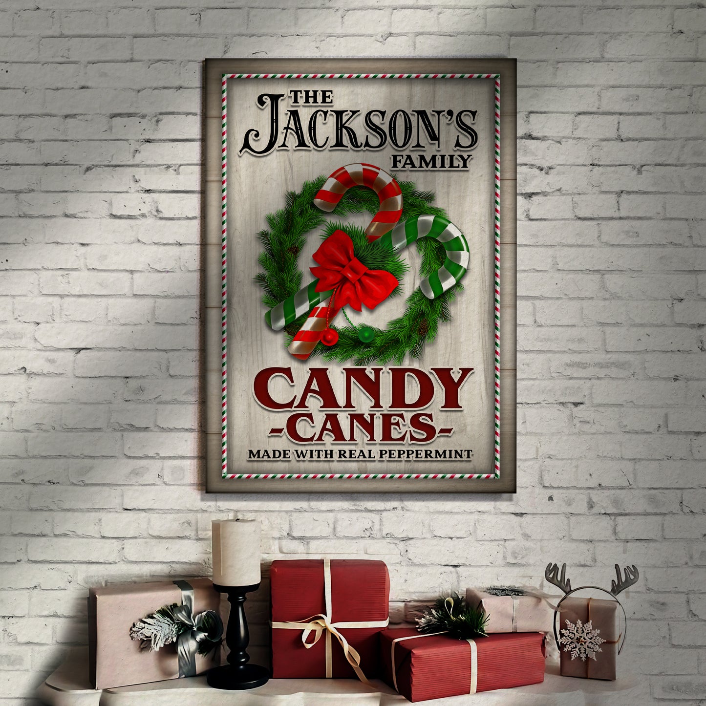 Made With Real Peppermint Candy Canes Sign Style 2 - Image by Tailored Canvases