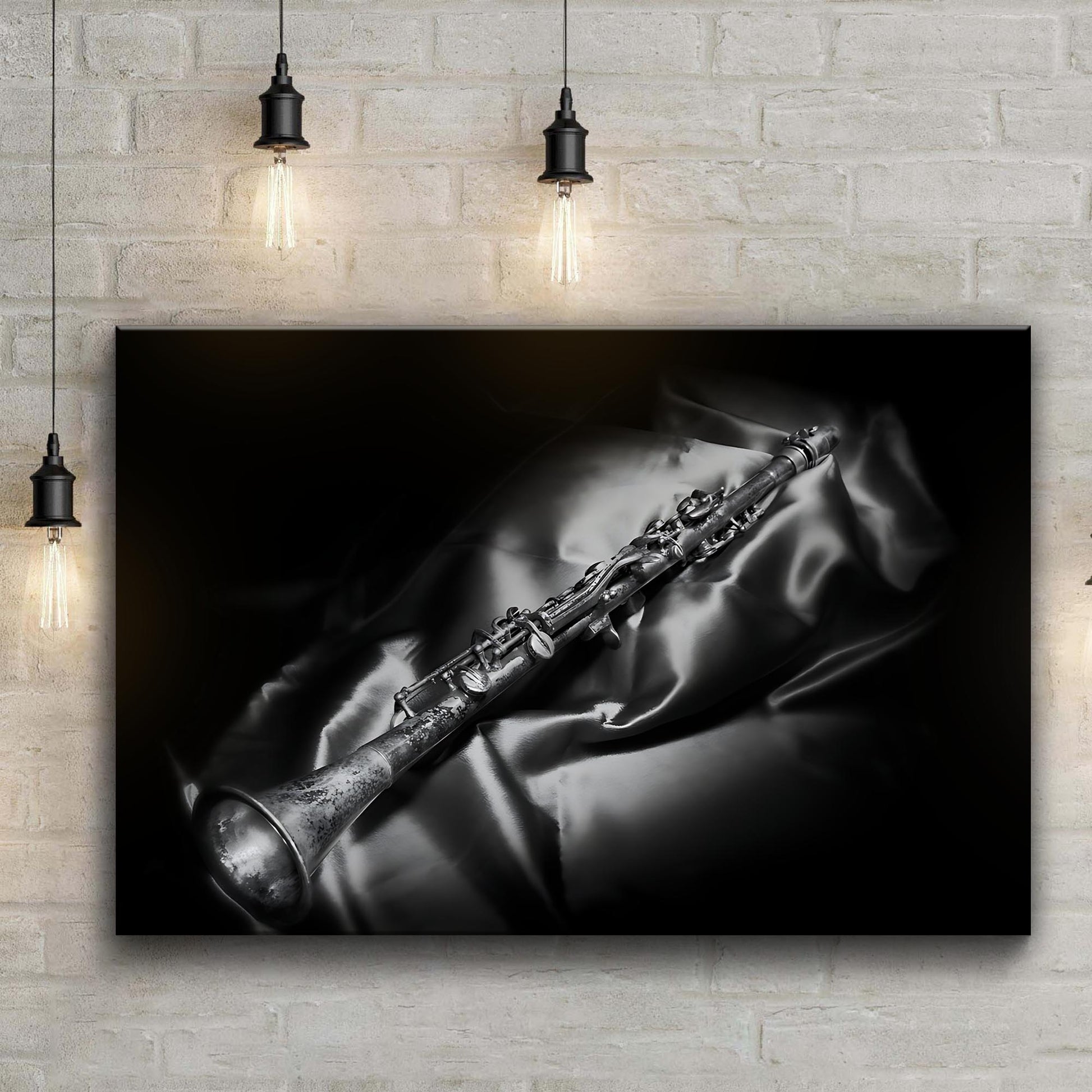 Clarinet Monochrome Canvas Wall Art Style 1 - Image by Tailored Canvases