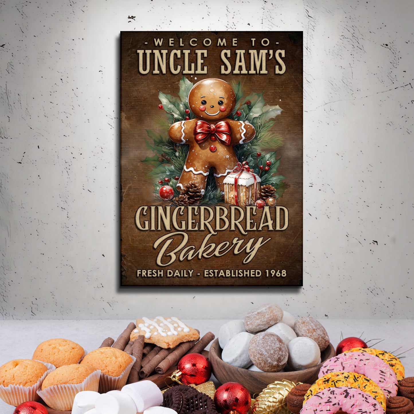Fresh Daily Gingerbread Bakery Sign Style 1 - Image by Tailored Canvases