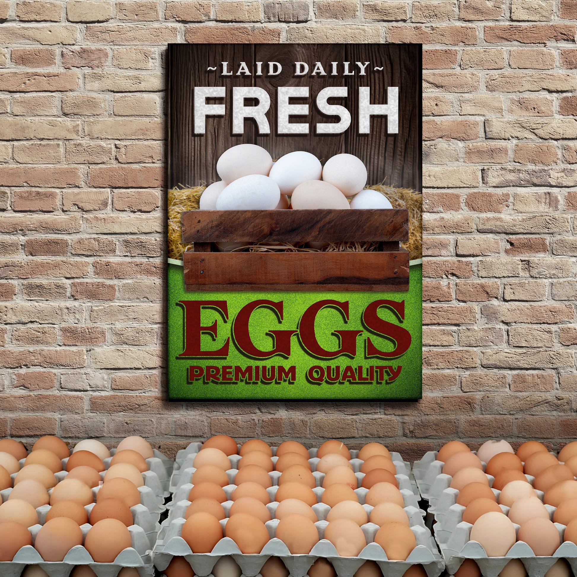 Laid Daily Farm Fresh Eggs Sign Style 1 - Image by Tailored Canvases