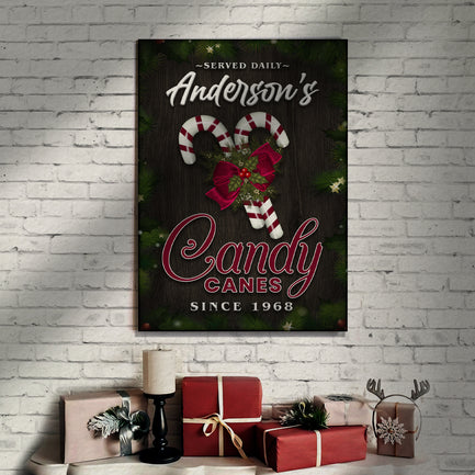 Served Daily Candy Canes Sign  - Image by Tailored Canvases