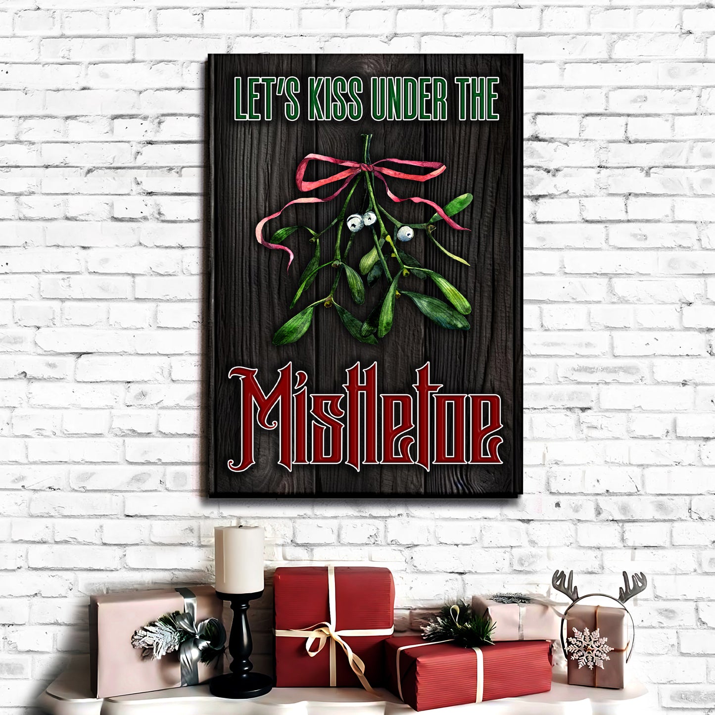 Let's Kiss Under The Mistletoe Sign Style 1 - Image by Tailored Canvases