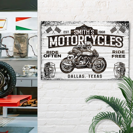 Motorcycle Ride Often Ride Free Sign - Image by Tailored Canvases