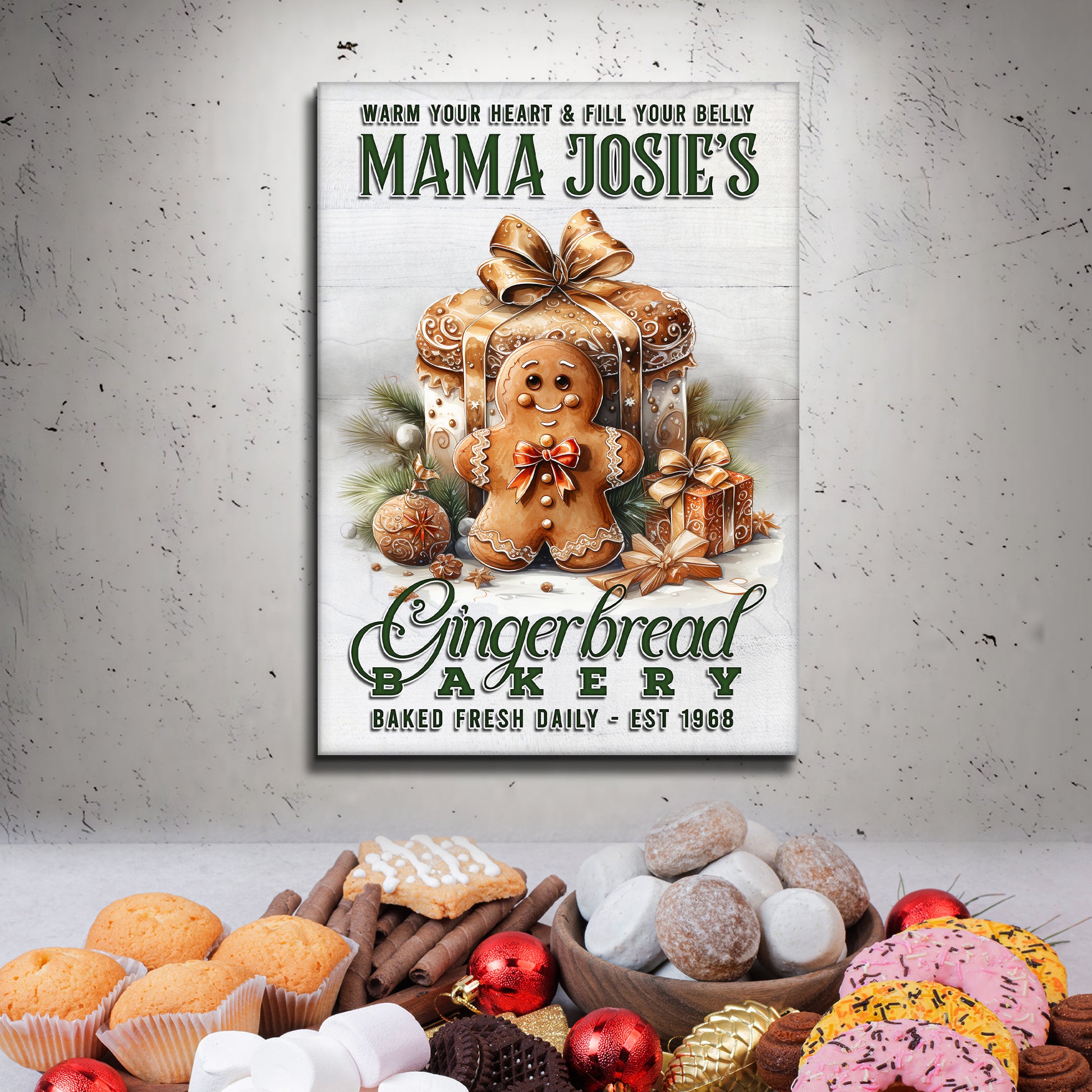 Baked Fresh Daily Gingerbread Bakery Sign Style 1 - Image by Tailored Canvases