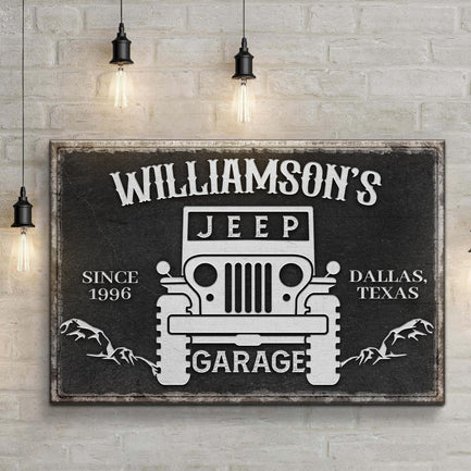 Family Jeep Garage Sign  - Image by Tailored Canvases