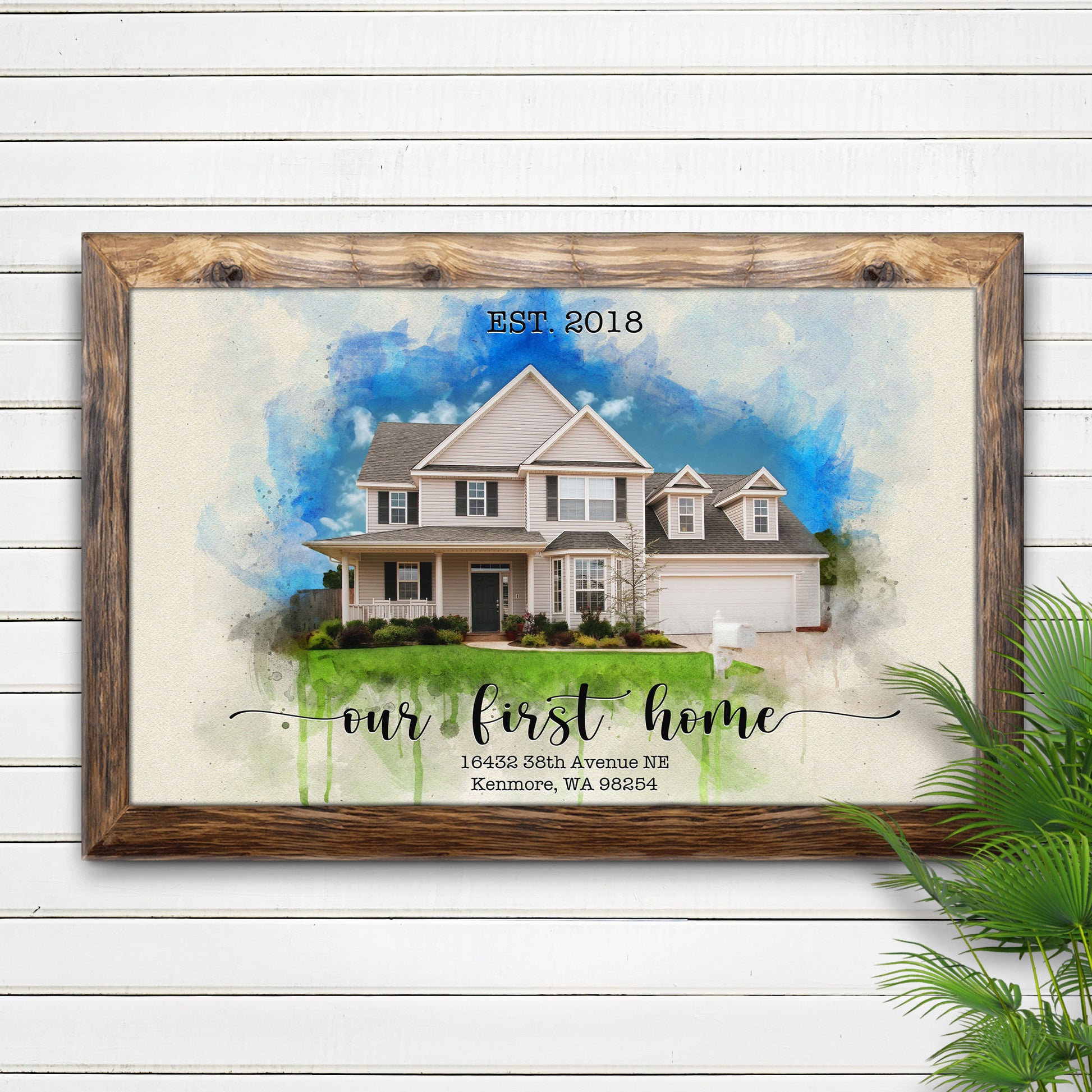 My First Home Watercolor House Portrait Sign  Style 2 - Image by Tailored Canvases