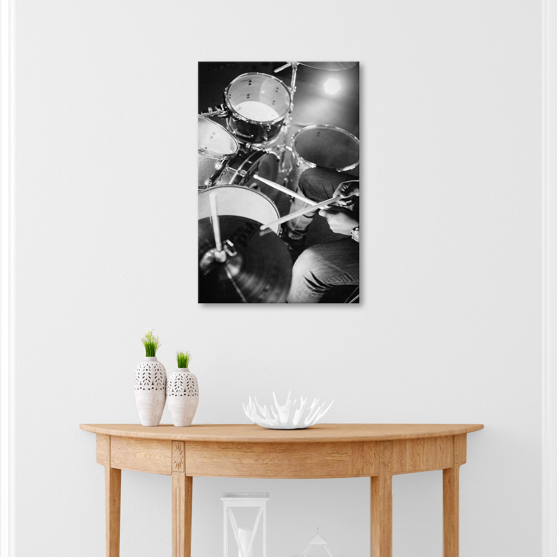 Drums Monochrome Canvas Wall Art Style 1 - Image by Tailored Canvases