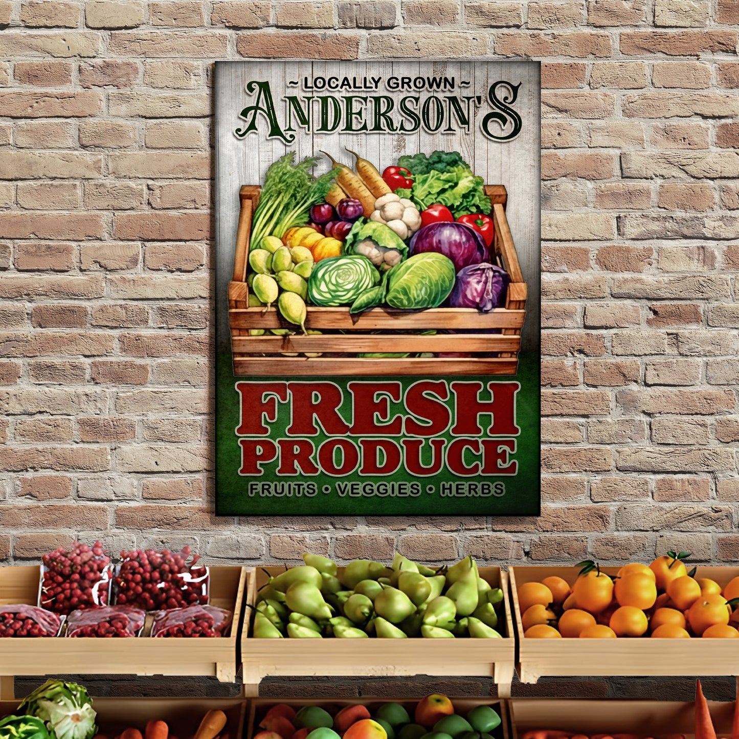 Locally Grown Fresh Produce Sign Style 1 - Image by Tailored Canvases