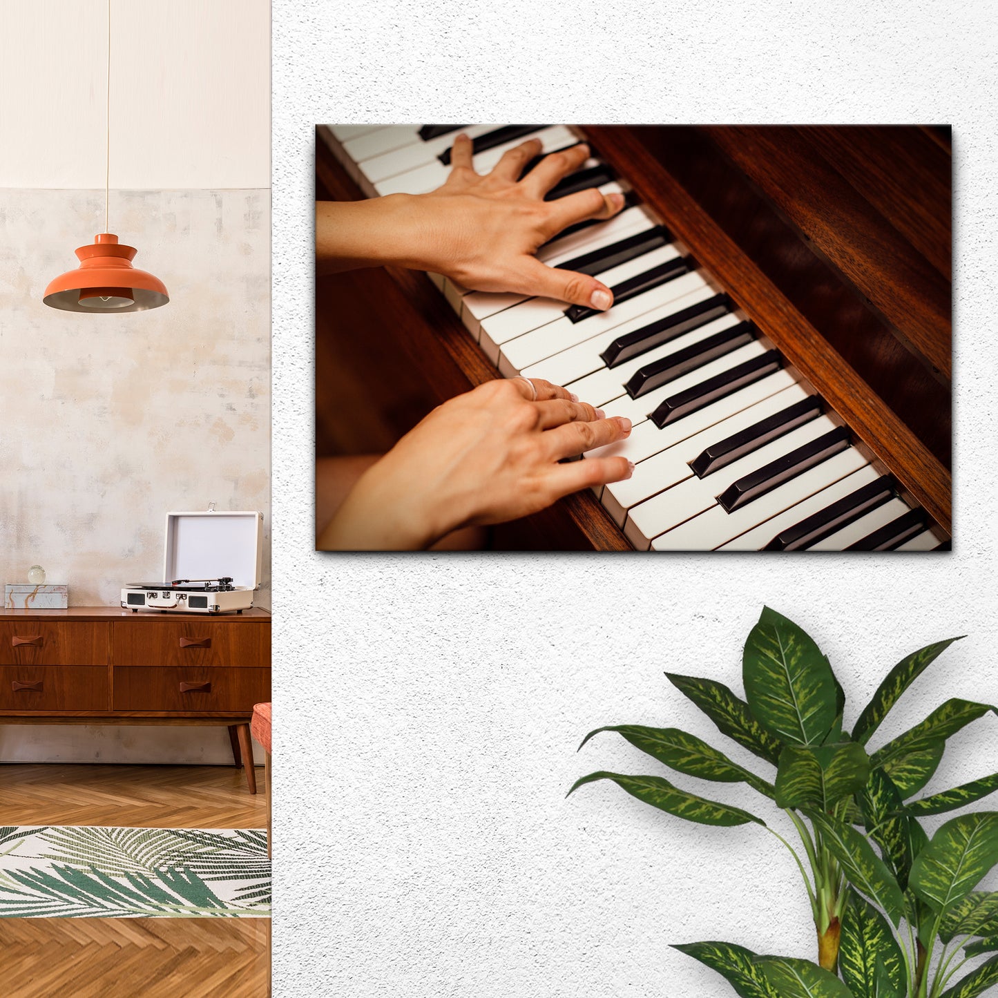 Piano Playing Canvas Wall Art Style 2 - Image by Tailored Canvases