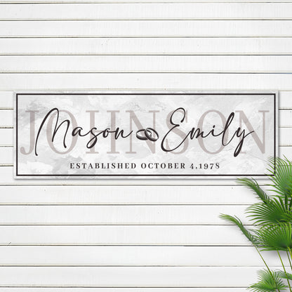Last Name Wedding Gift Sign Style 2 - Image by Tailored Canvases