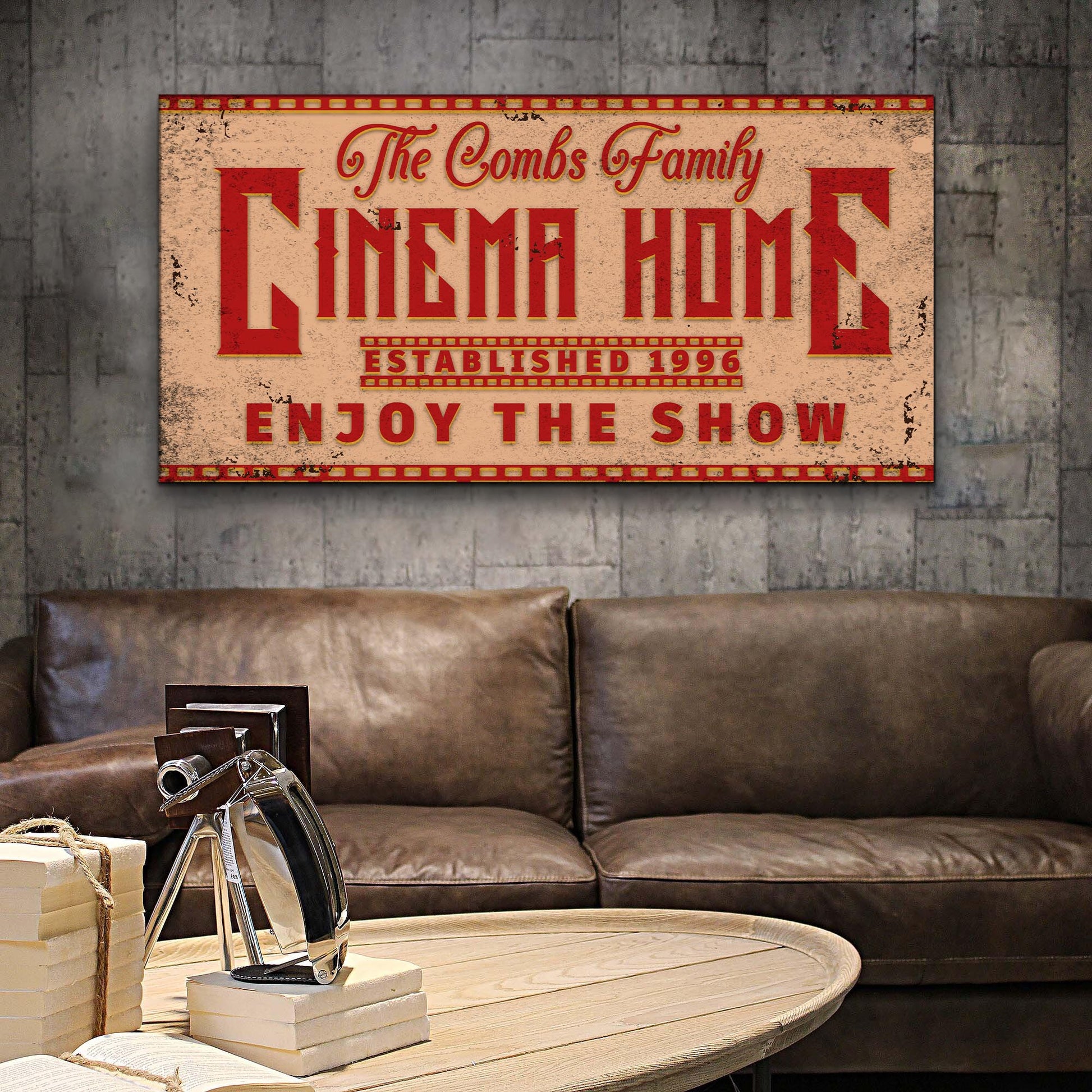 Enjoy The Show Family Cinema Home Sign Style 2 - Image by Tailored Canvases