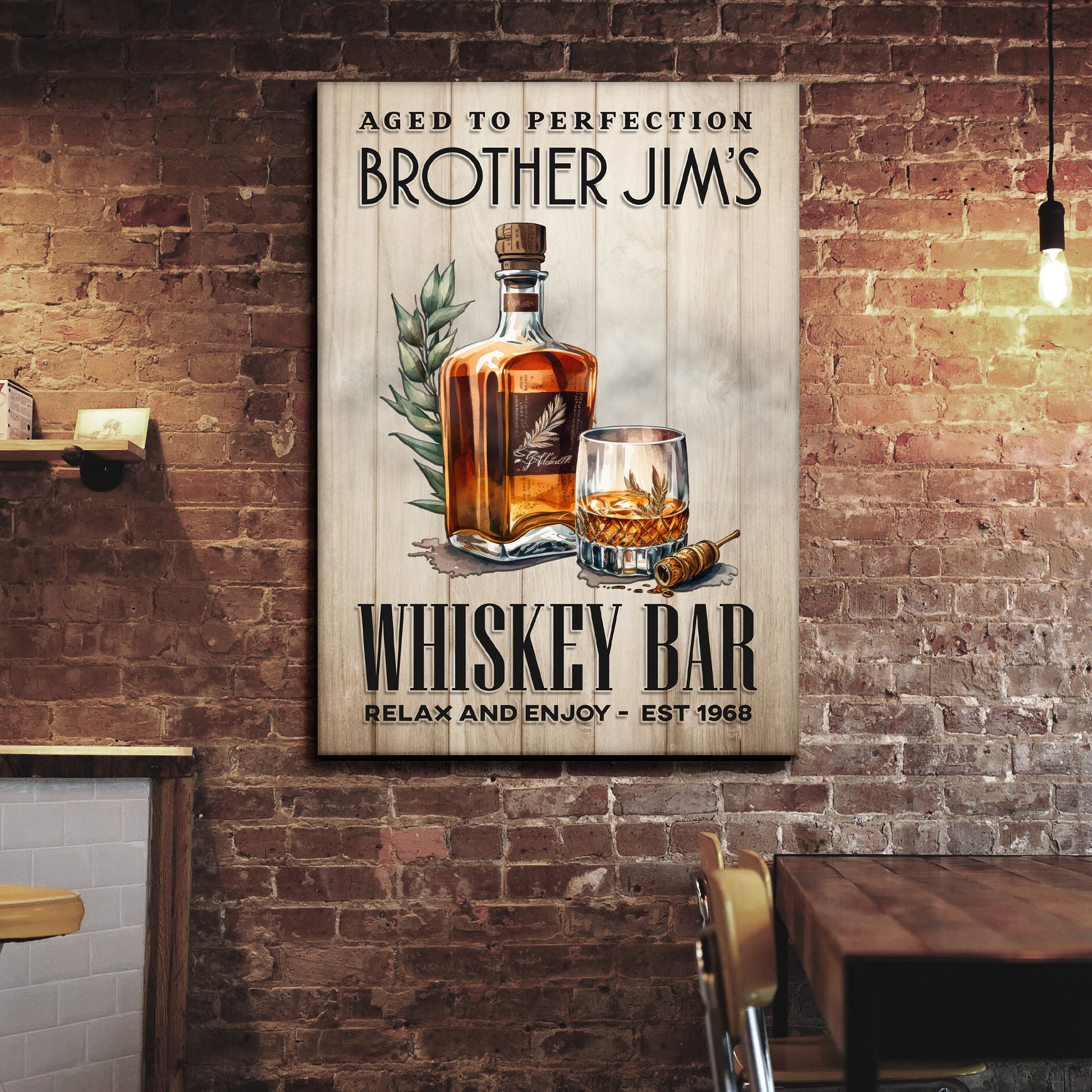 Aged To Perfection Whiskey Bar Sign Style 1 - Image by Tailored Canvases