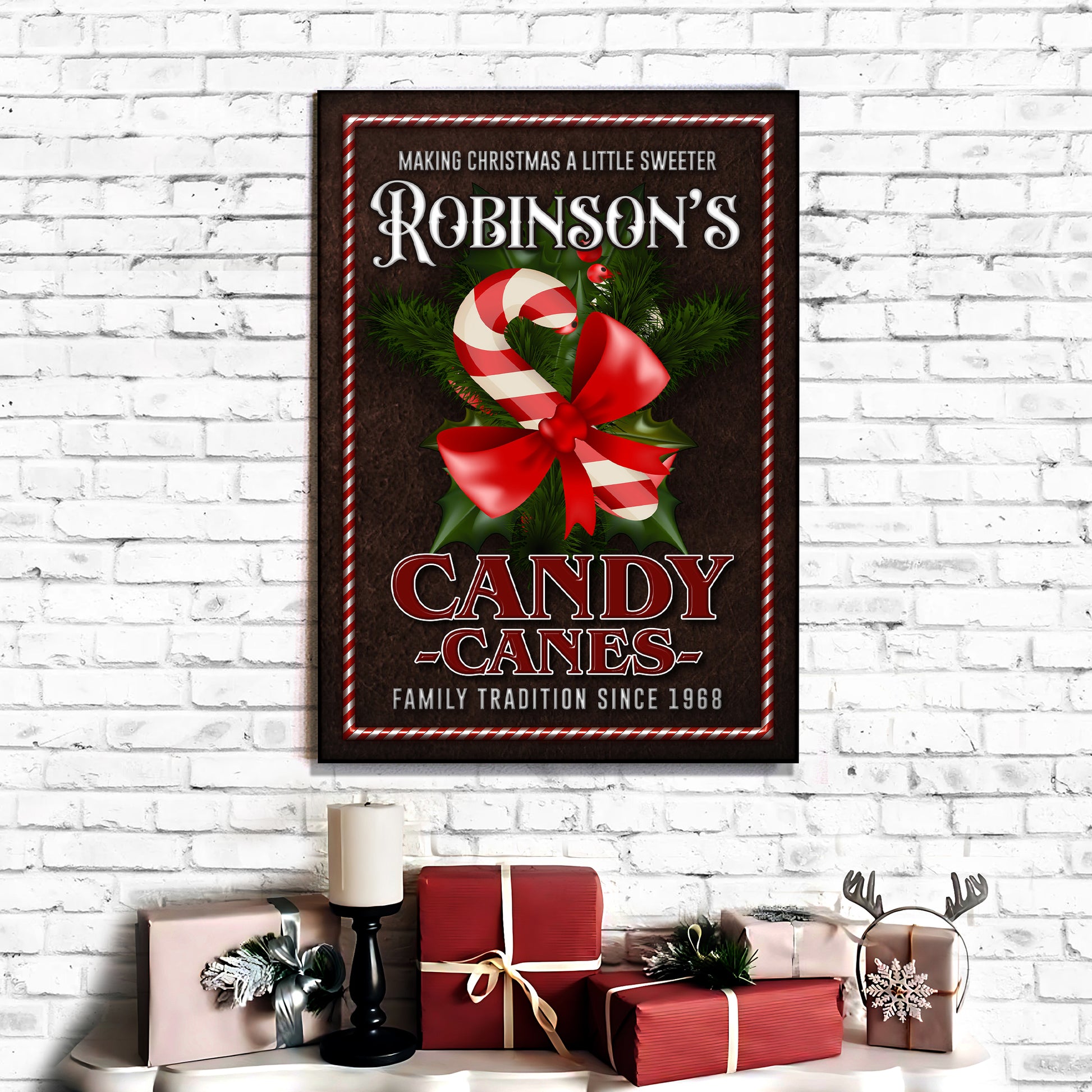 Family Tradition Candy Canes Sign Style 1 - Image by Tailored Canvases