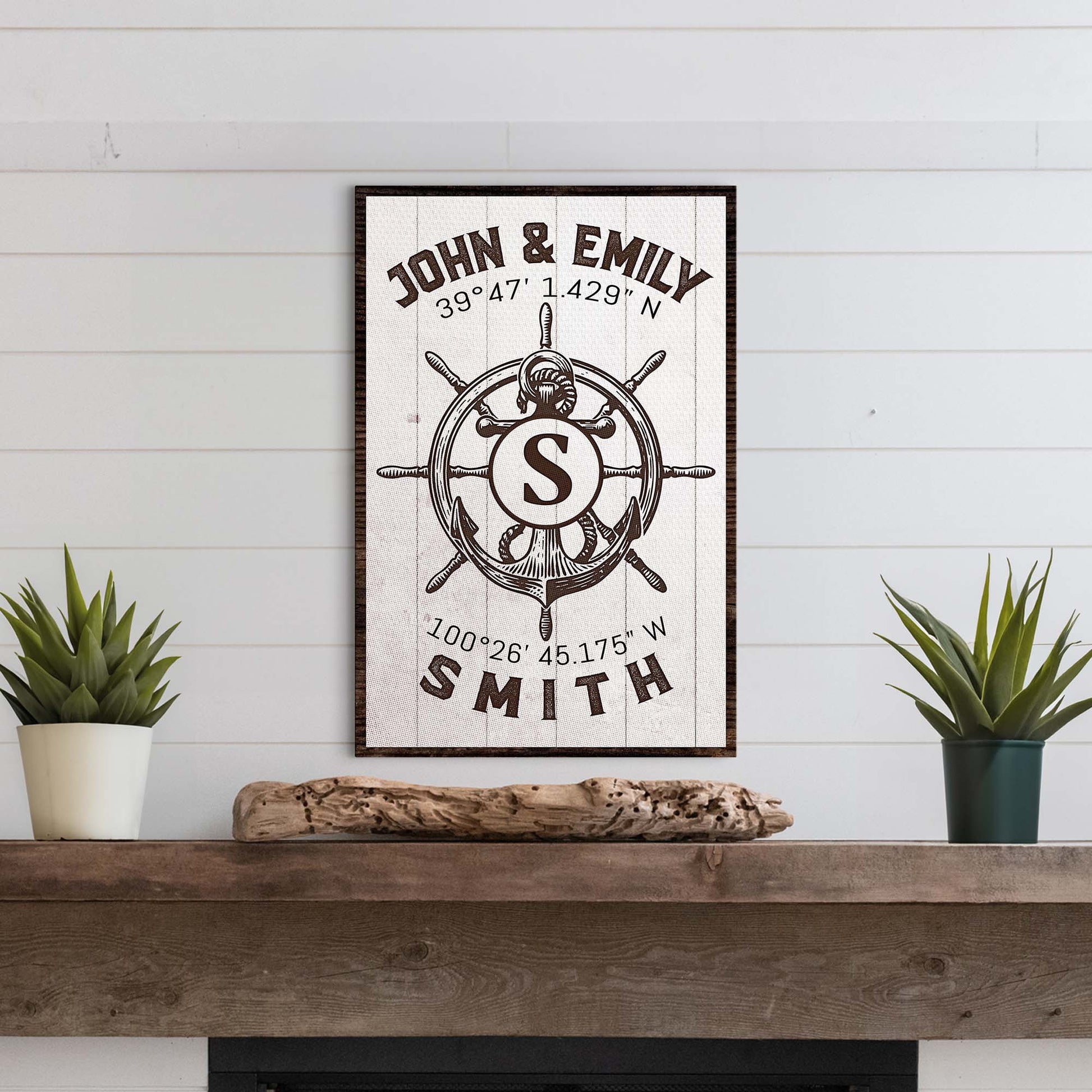 Family Ship Helm Name Coordinates Sign Style 1 - Image by Tailored Canvases