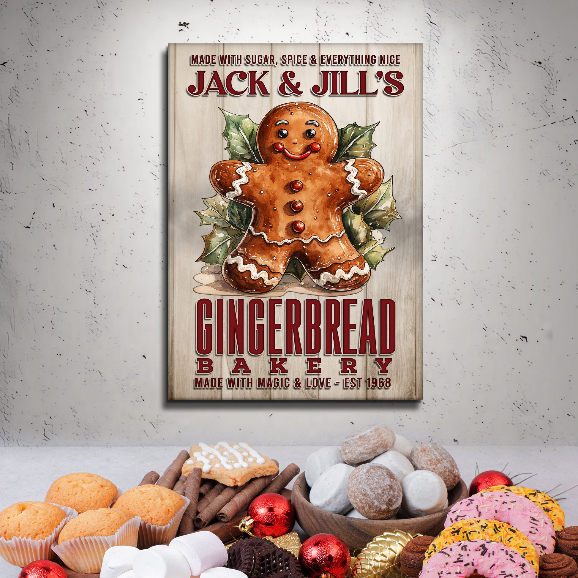 Made With Magic & Love Gingerbread Bakery Sign Style 1 - Image by Tailored Canvases